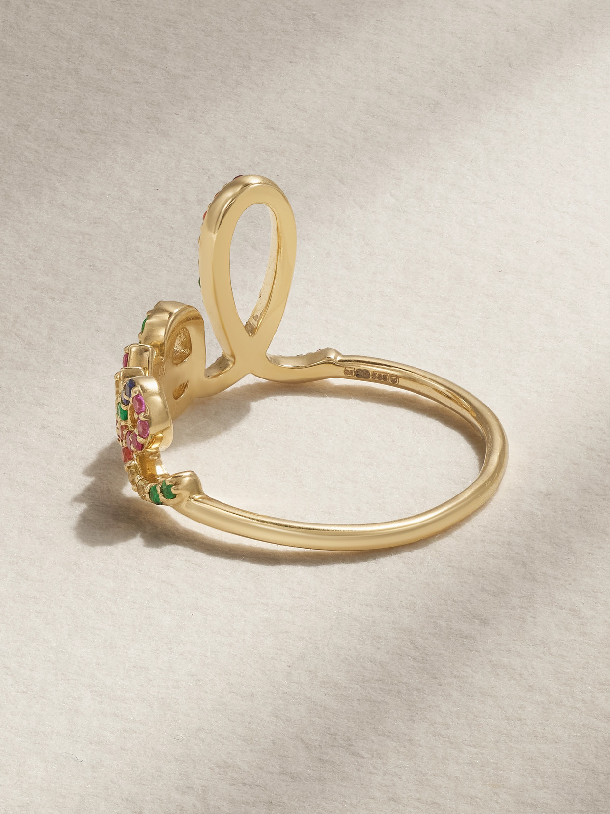 Sydney Evan Large Love 14-karat Gold Multi-stone Ring In Gold