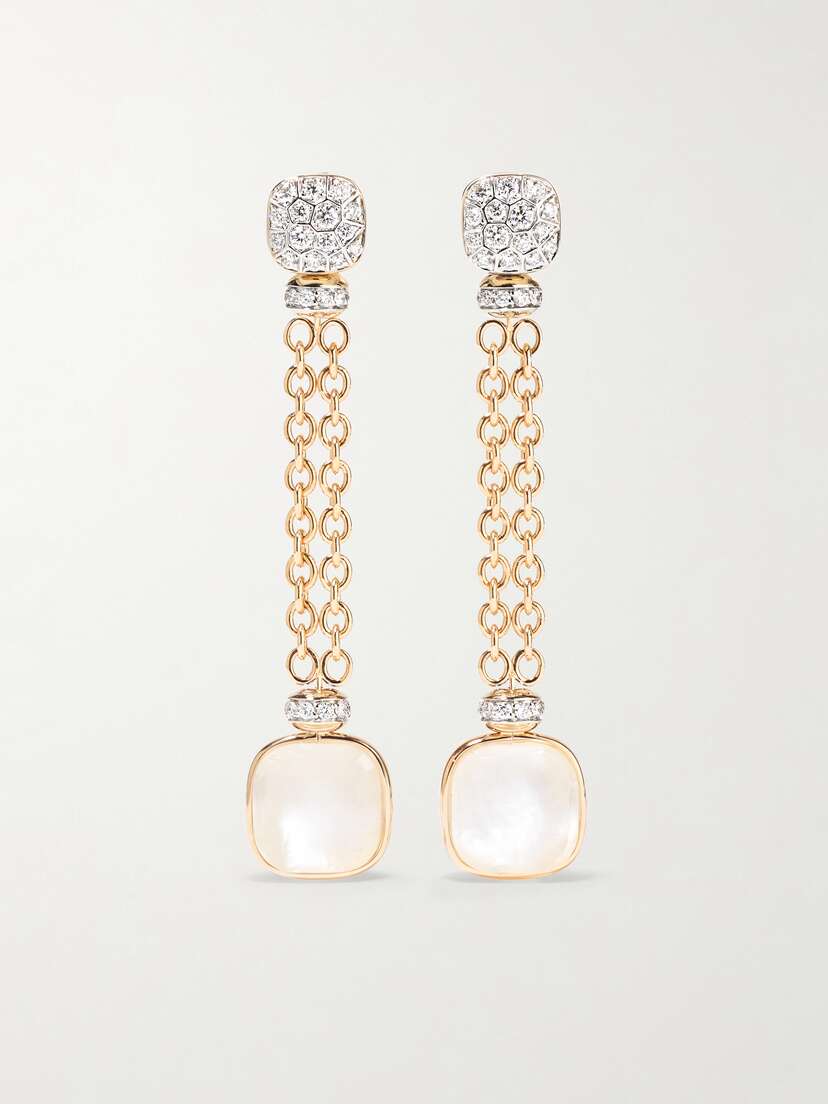 Pomellato 18-karat Rose And White Gold Multi-stone Earrings