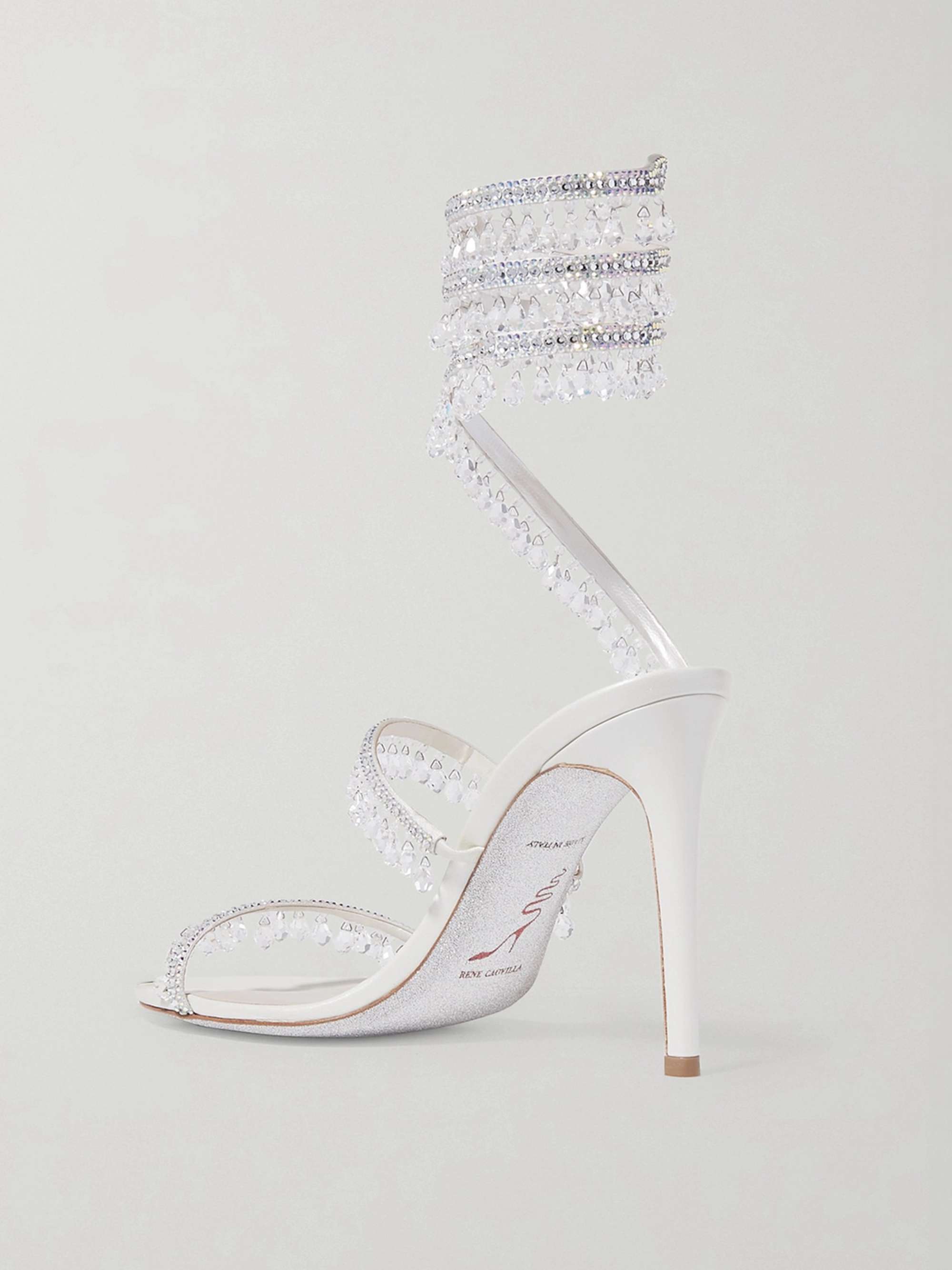 RENÉ CAOVILLA Cleo embellished satin and leather sandals