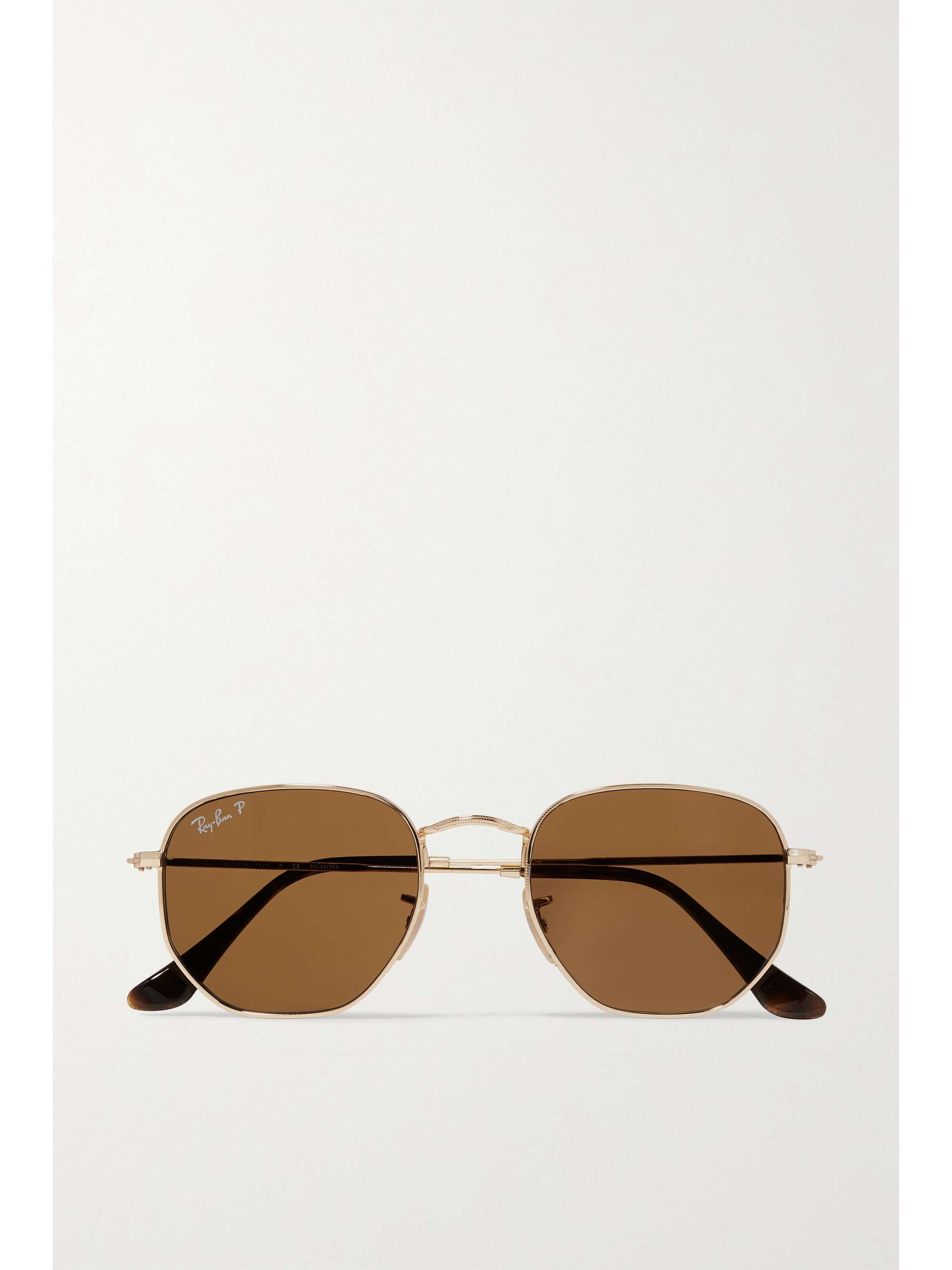 Gold Hexagon Frame Polarized Gold Tone Sunglasses Ray Ban Net A Porter