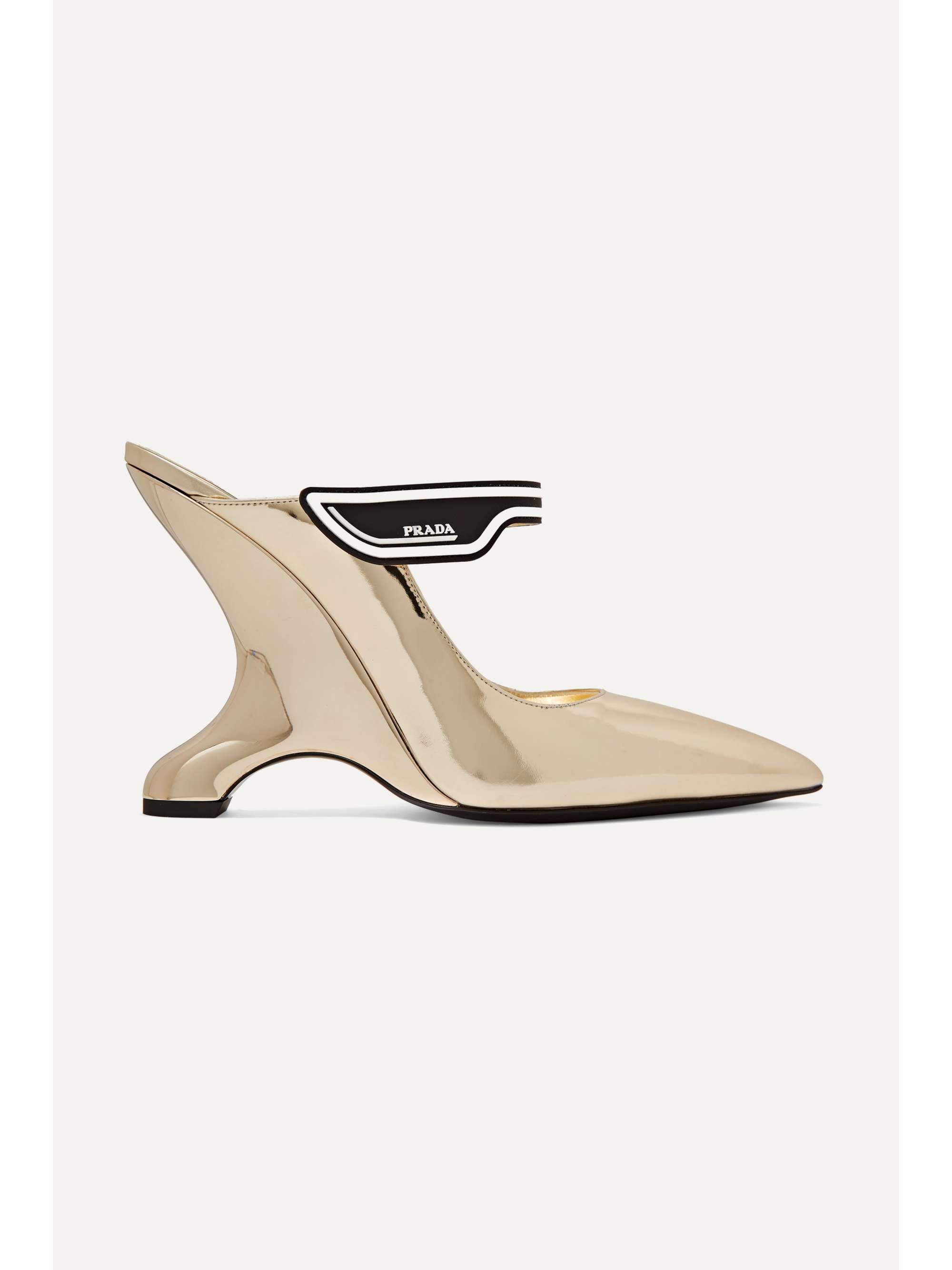 prada metallic leather mules
