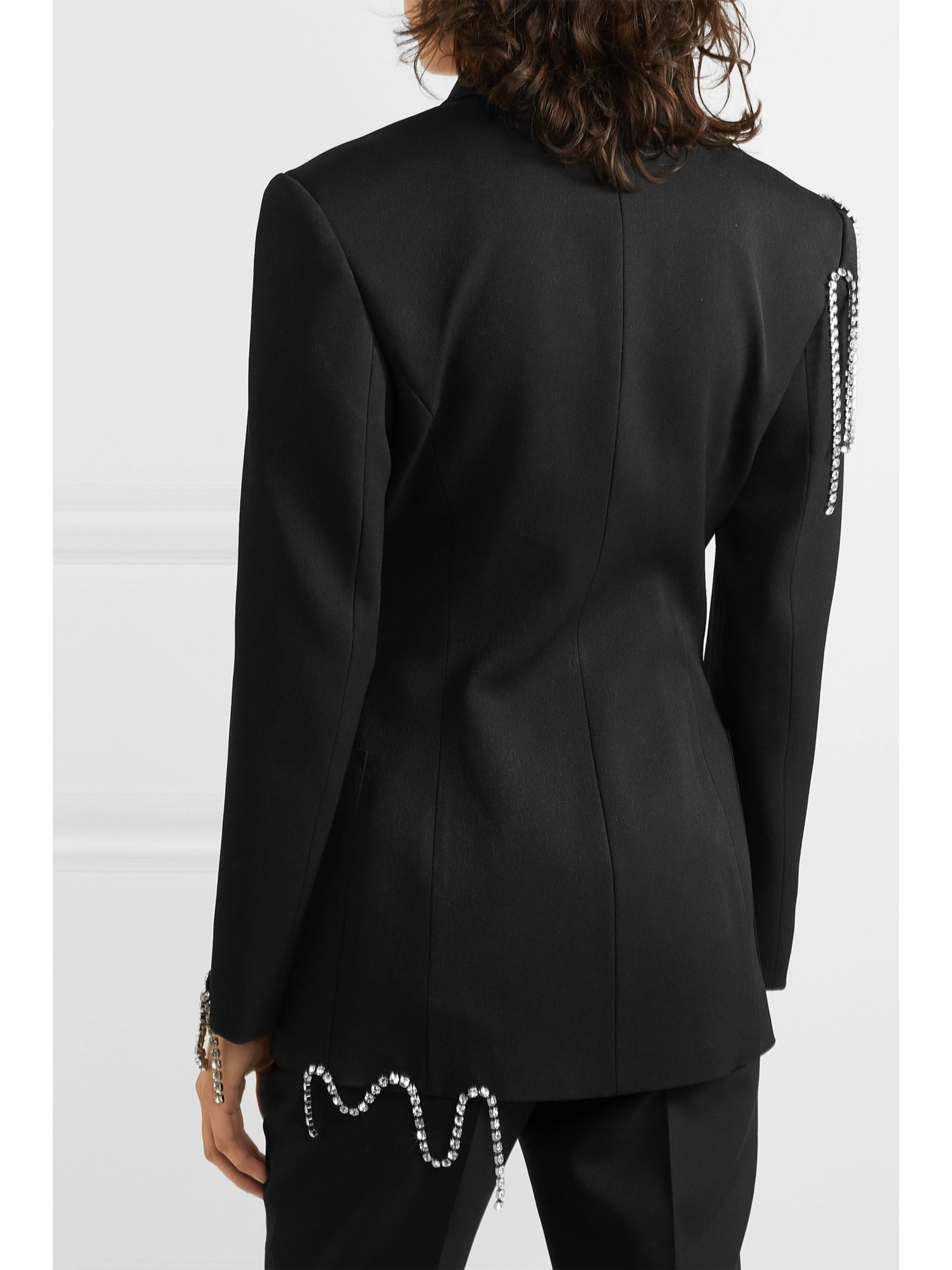 Black Squiggle Crystal Embellished Double Breasted Twill Blazer Christopher Kane Net A Porter