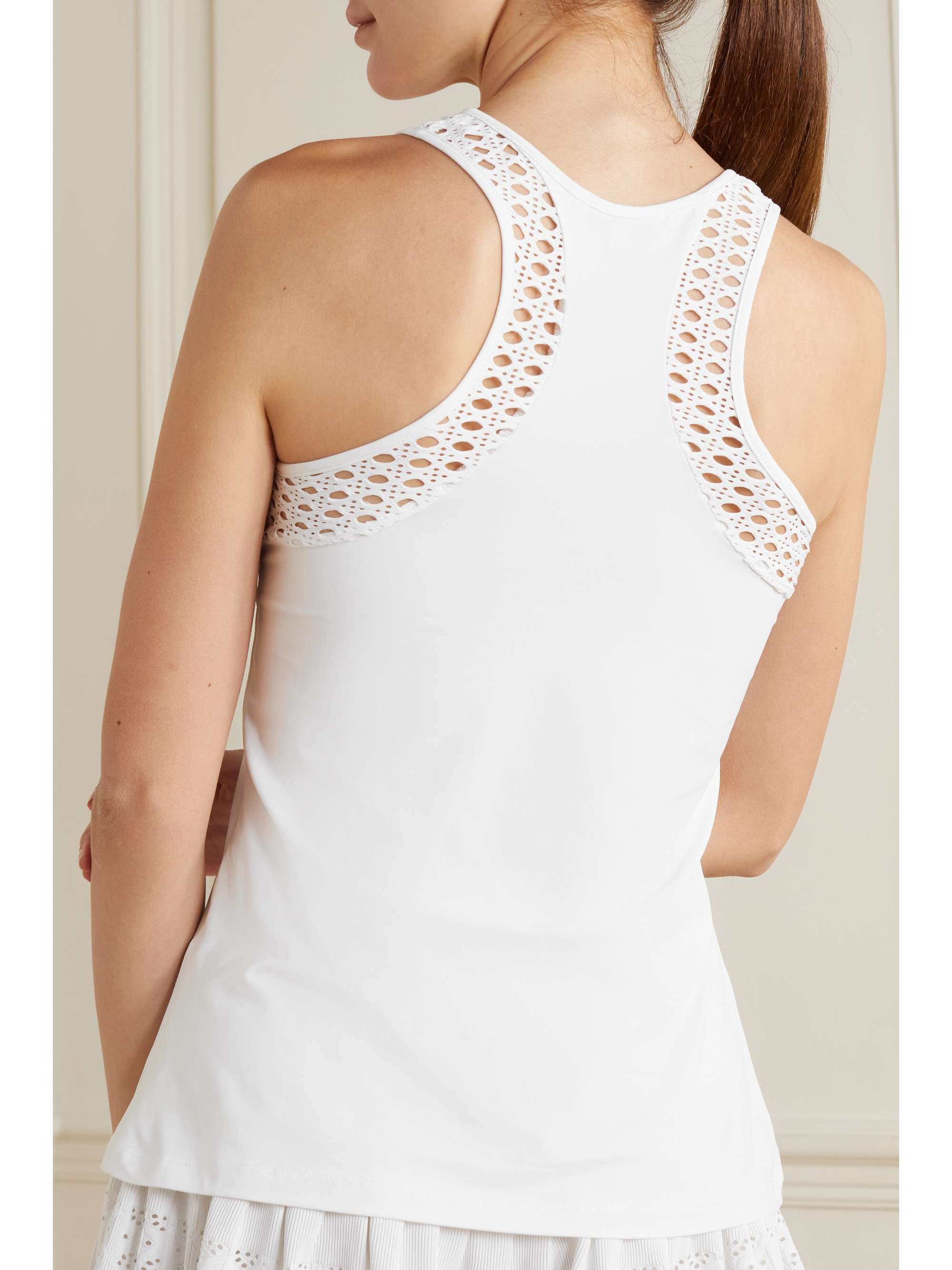 L'ETOILE SPORT Pointelle-knit and stretch-jersey tank