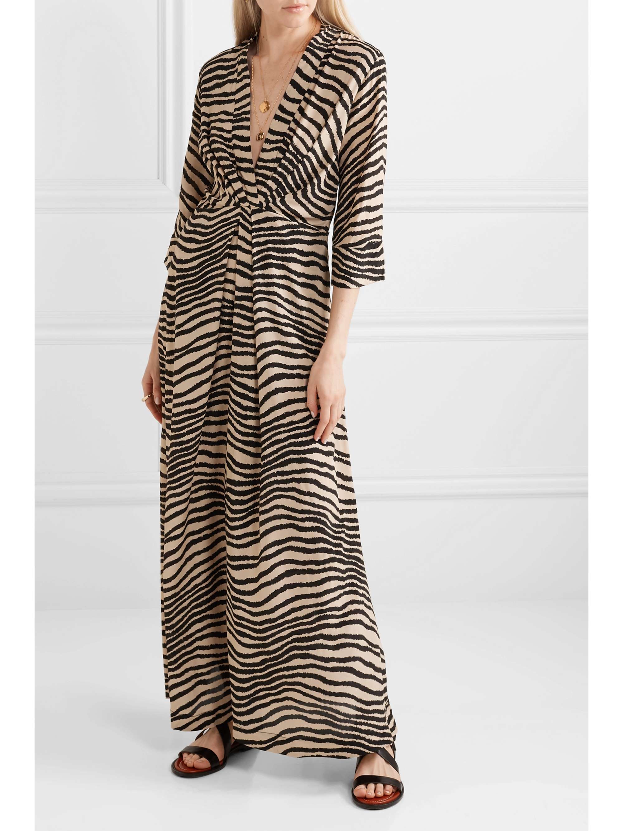 BY MALENE BIRGER Diya zebra-print gathered crepe de chine maxi dress