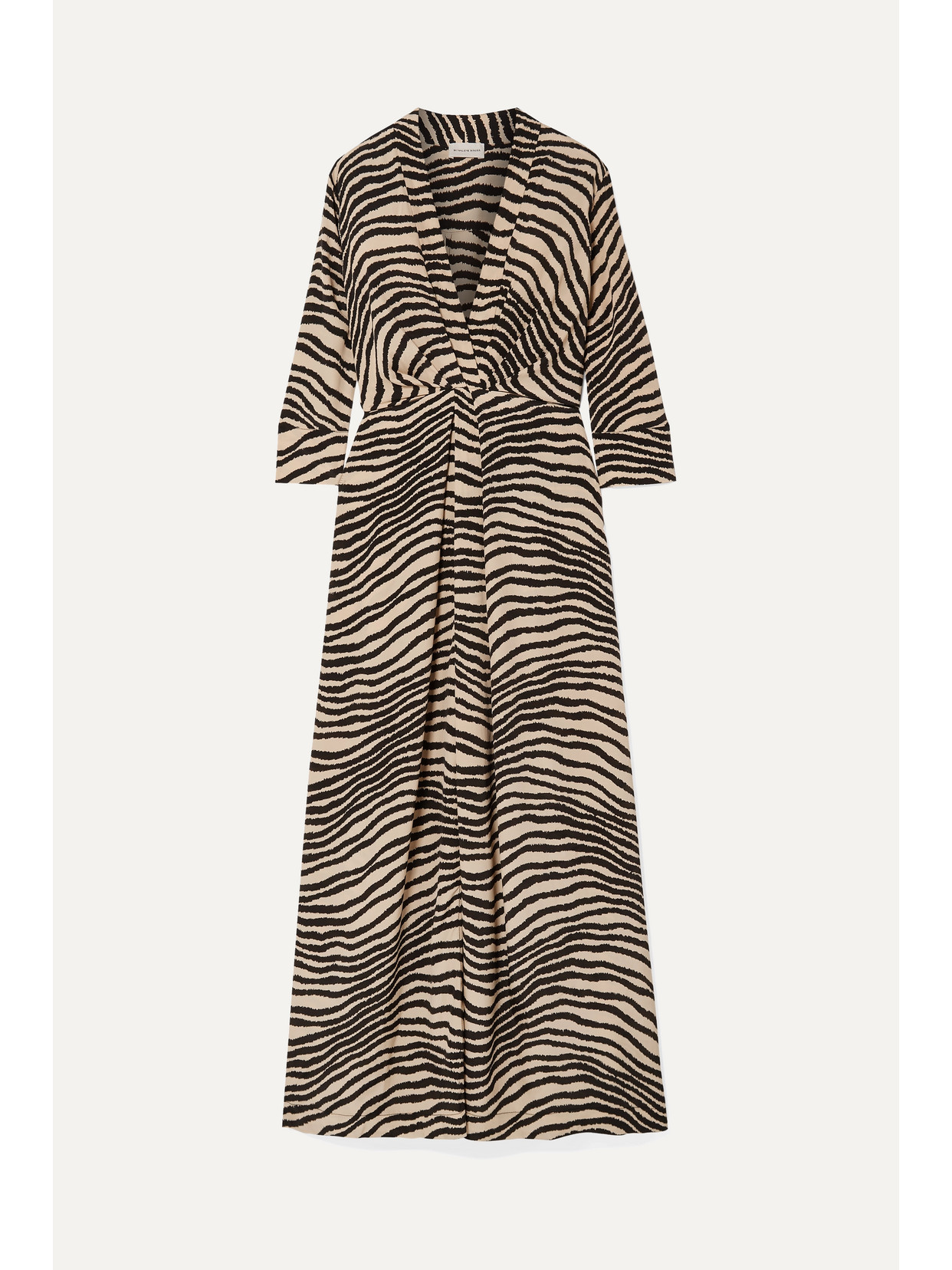 By Malene Birger Diya Zebra-print Gathered Crepe De Chine Maxi Dress In Multi