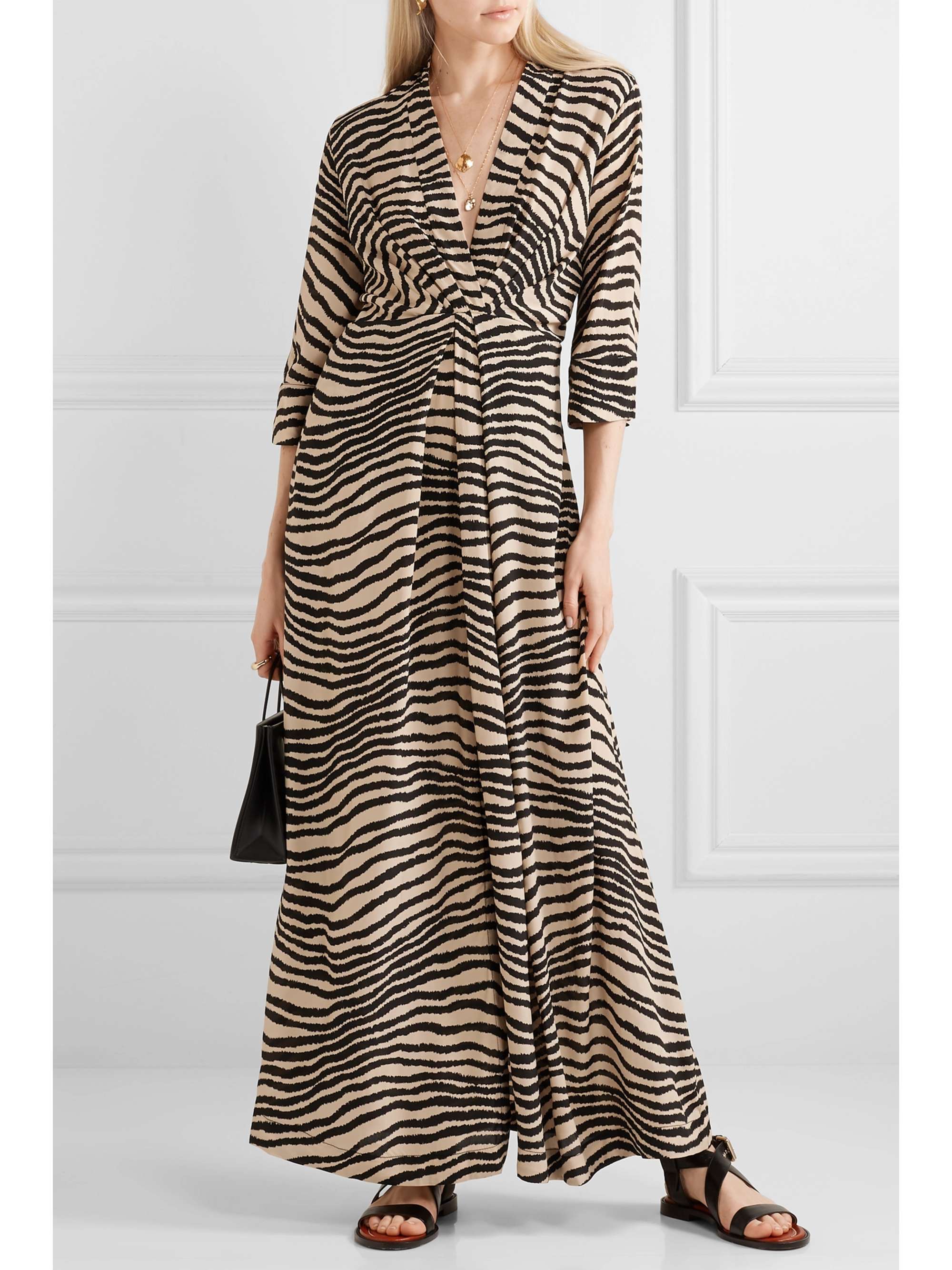 BY MALENE BIRGER Diya zebra-print gathered crepe de chine maxi dress