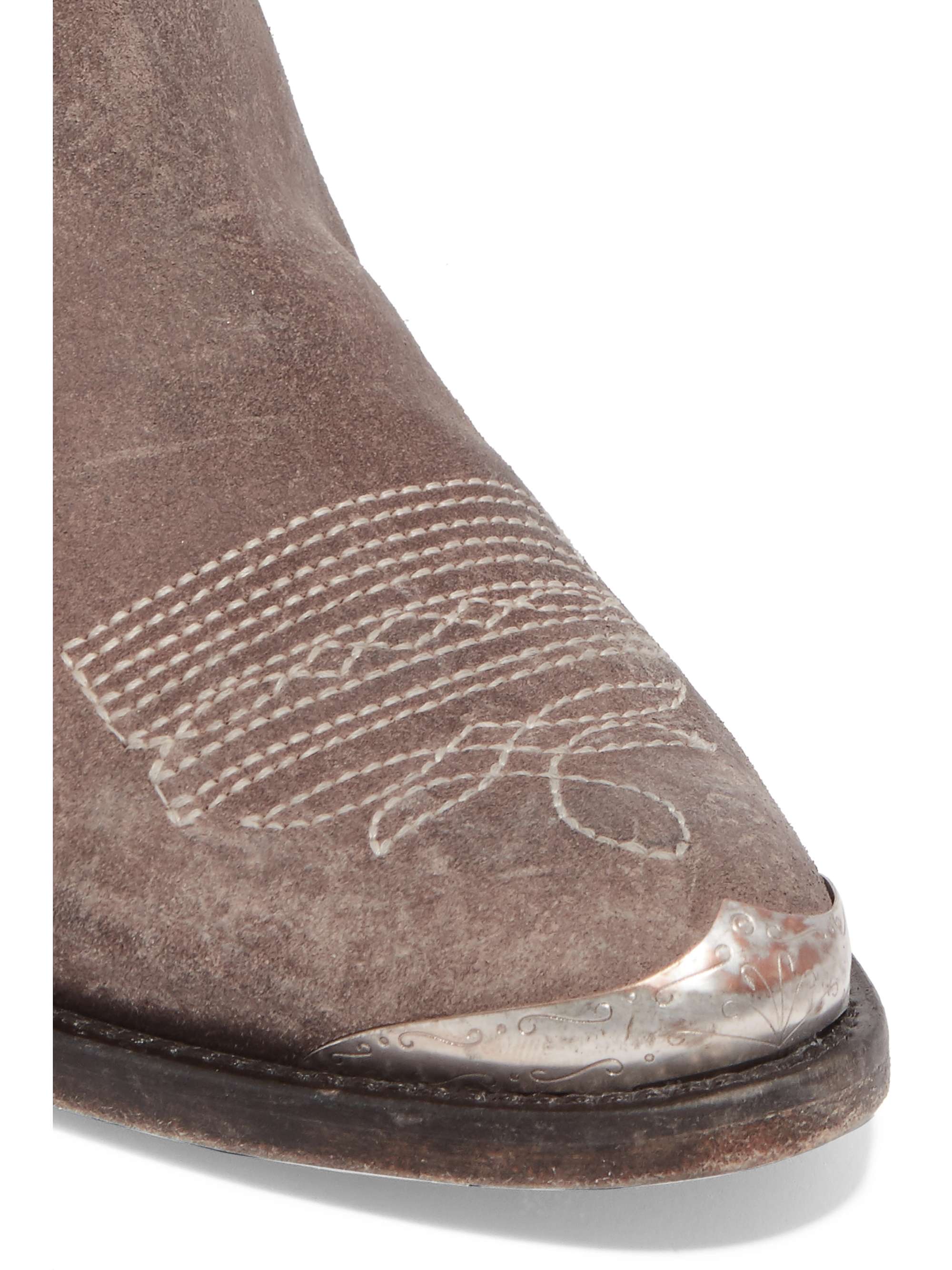 GOLDEN GOOSE Young 仿旧带缀饰刺绣绒面革踝靴