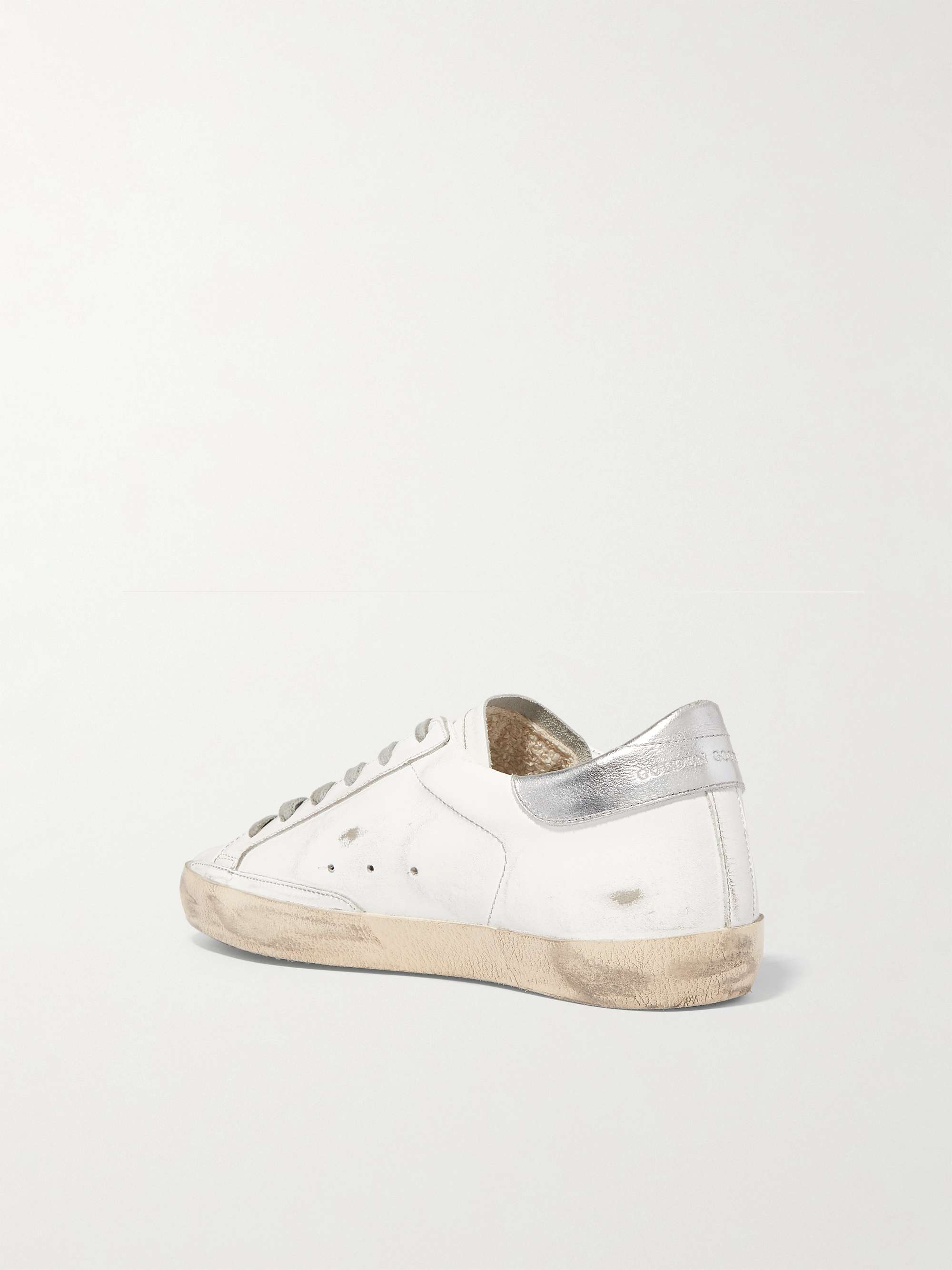 GOLDEN GOOSE Superstar glittered distressed leather sneakers