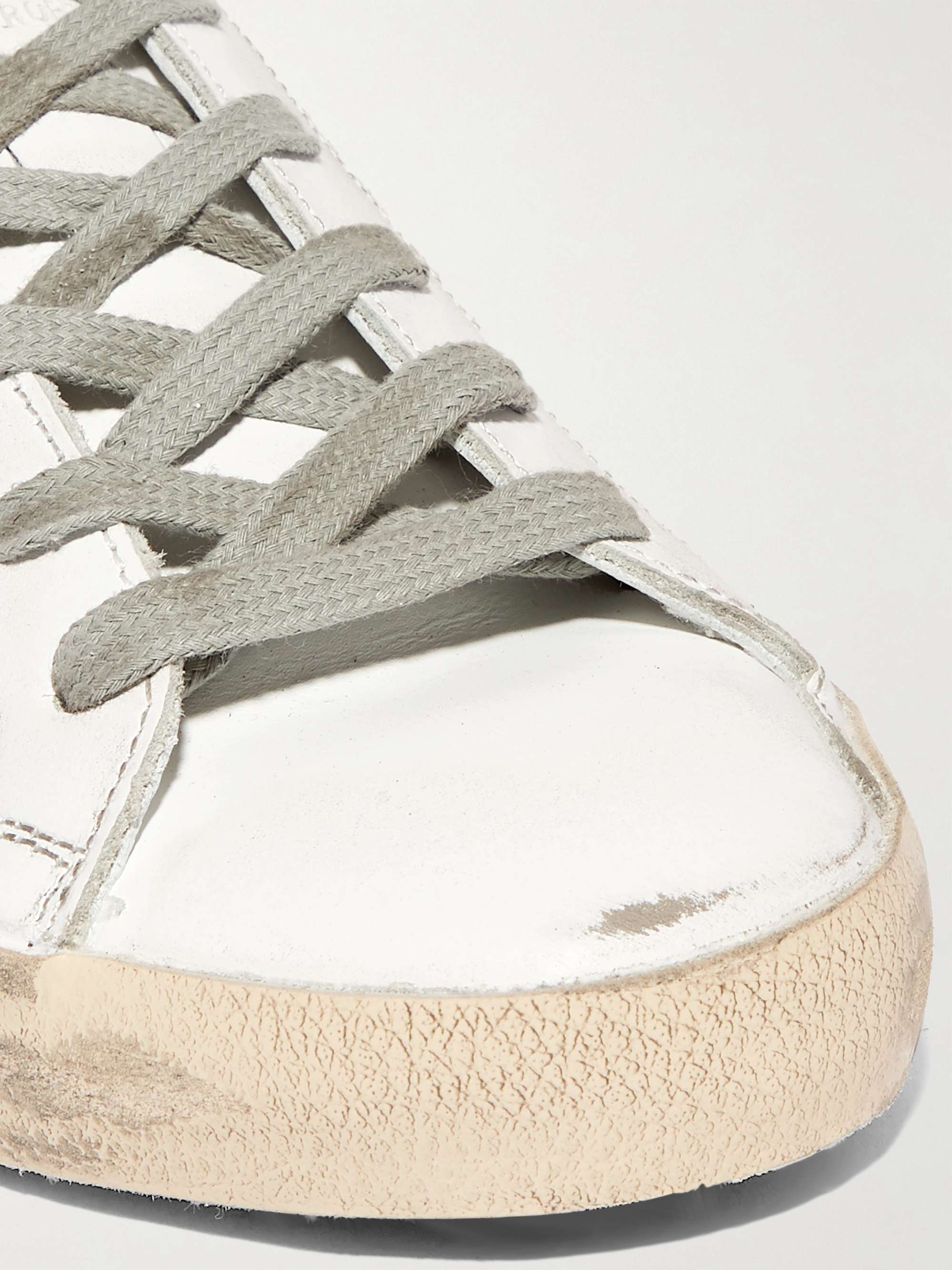 GOLDEN GOOSE Superstar glittered distressed leather sneakers