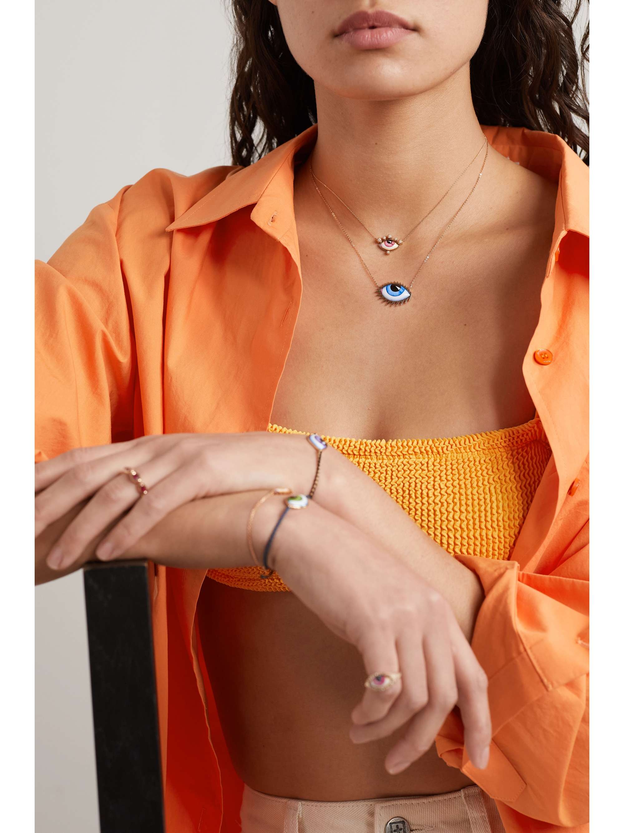 LITO Apollo 13 Petite Pink 14-karat rose gold and enamel necklace