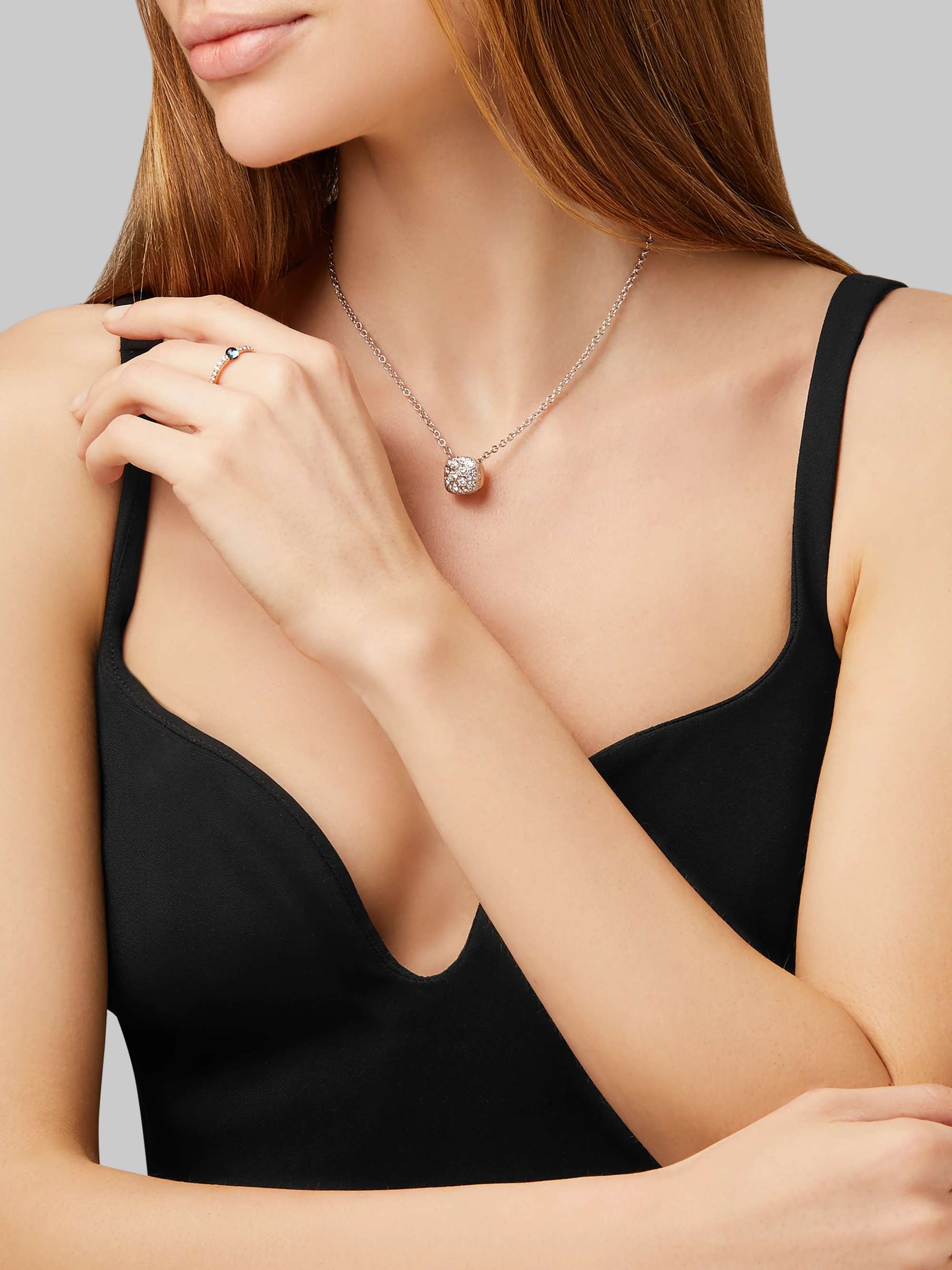 POMELLATO Nudo Solitaire 18-karat white and rose gold diamond necklace