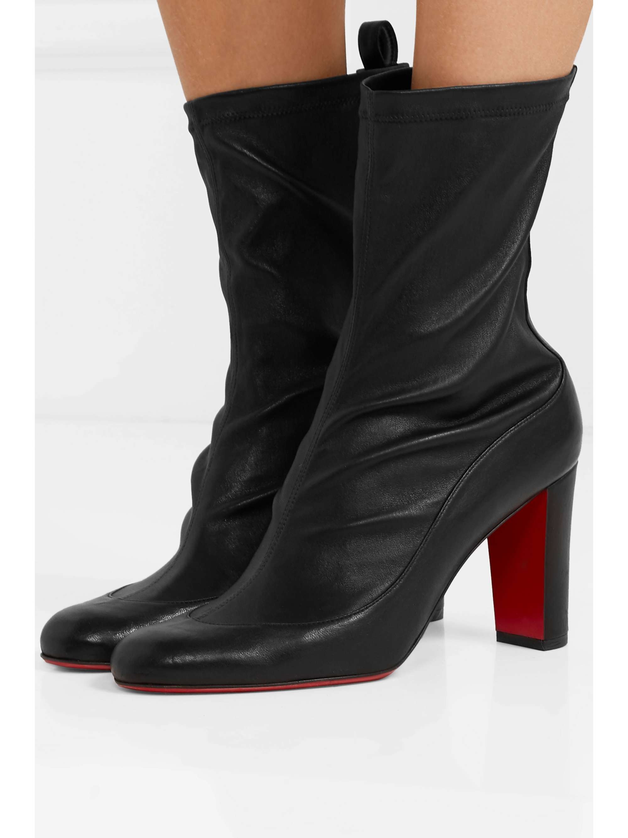 leather sock boots black