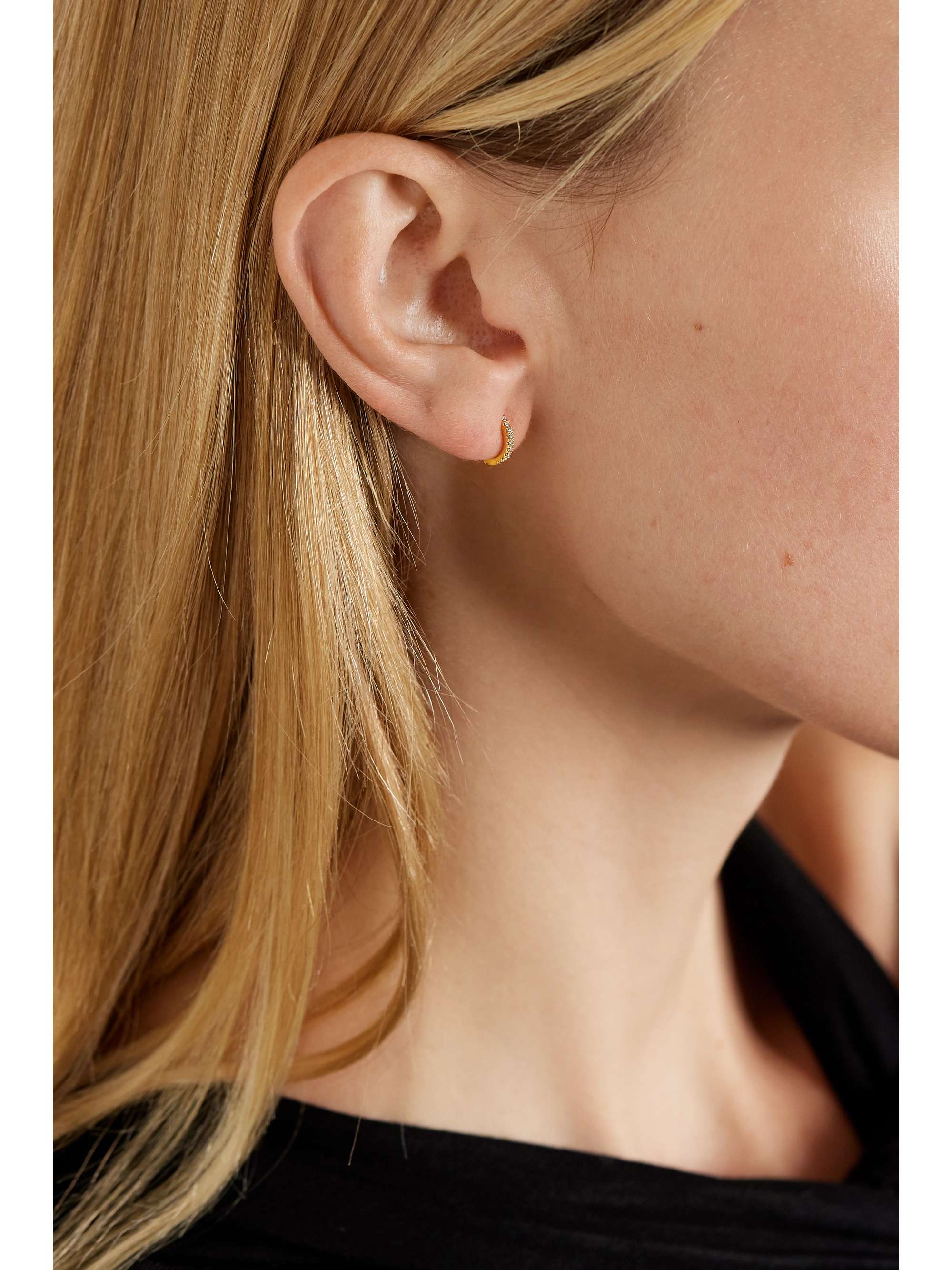 MARIA TASH 6.5mm 18-karat gold diamond hoop earring
