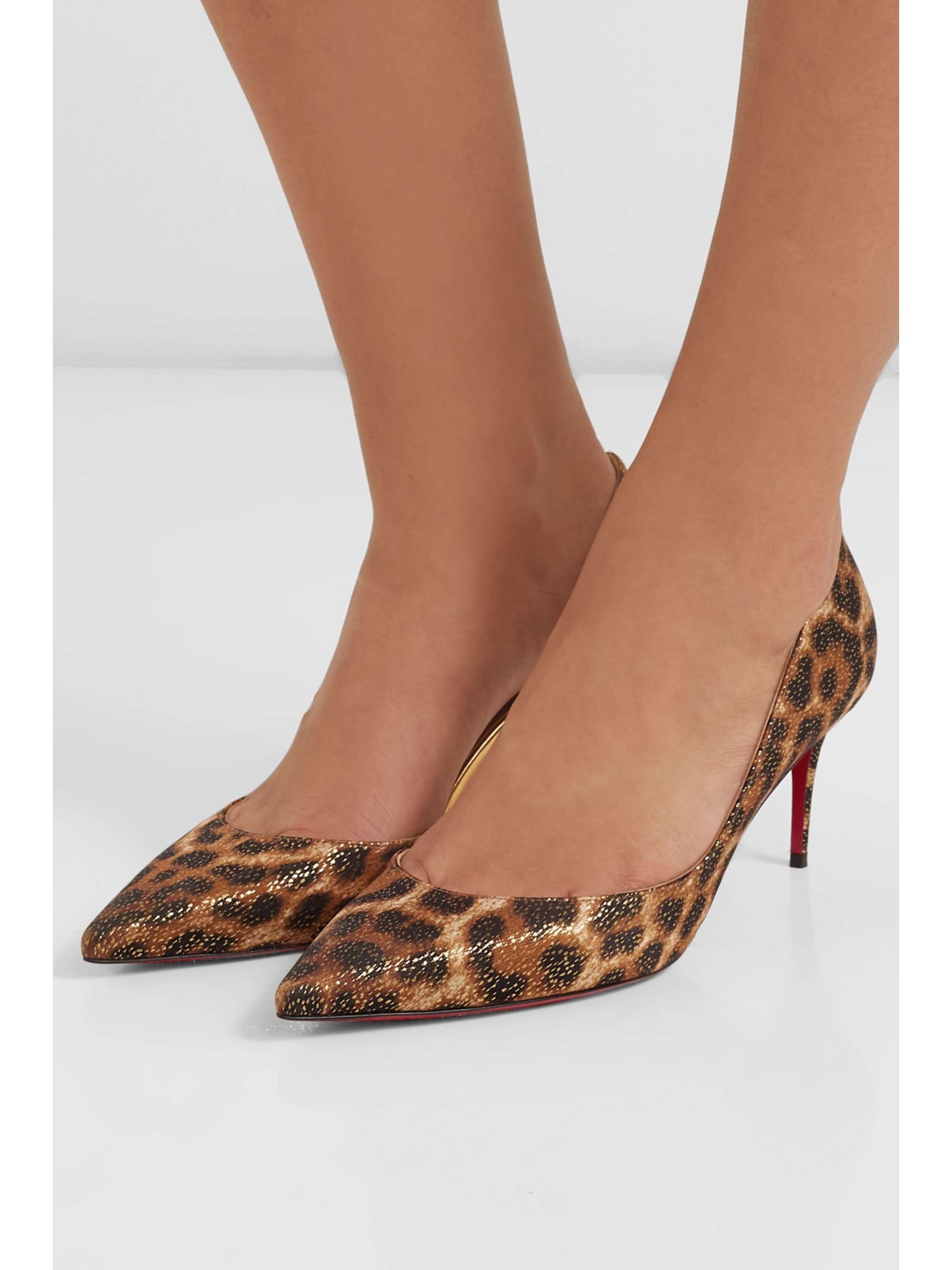 CHRISTIAN LOUBOUTIN Iriza 70 metallic leopardprint satin pumps NETA