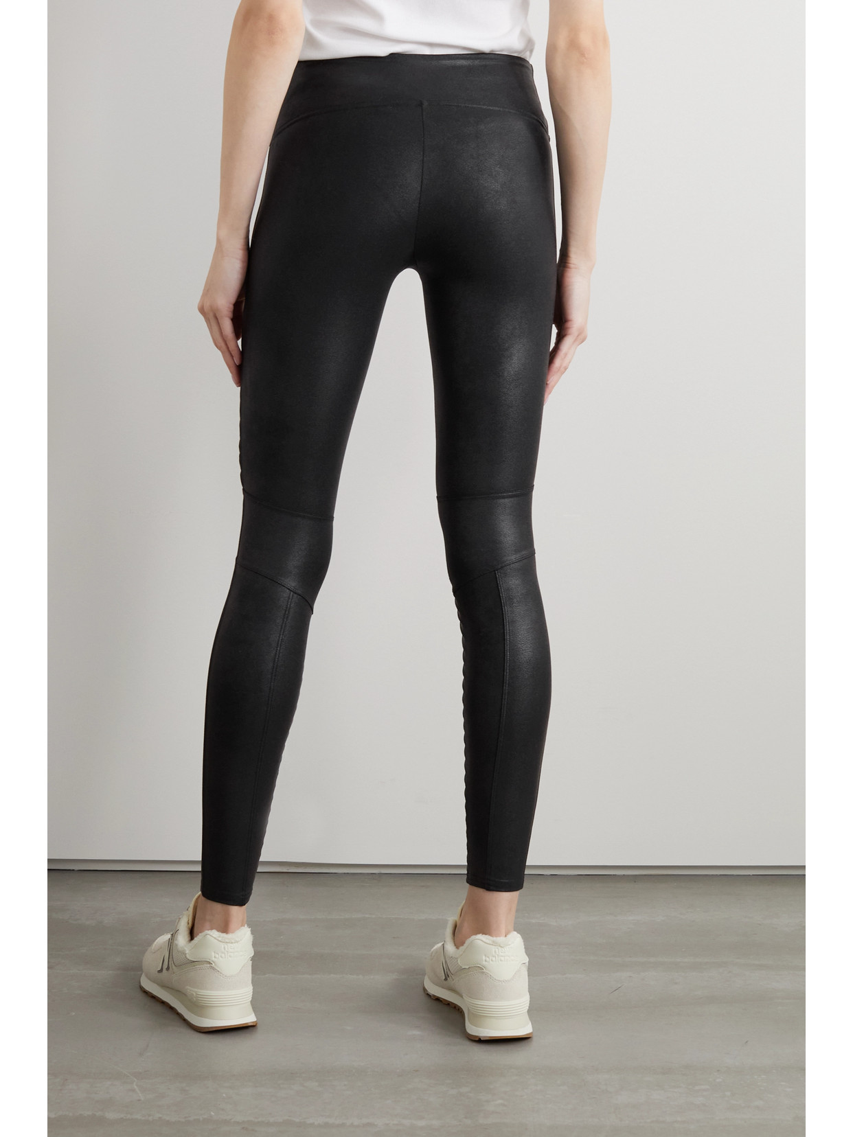 Shop Spanx Moto Faux Stretch-leather Leggings In Black