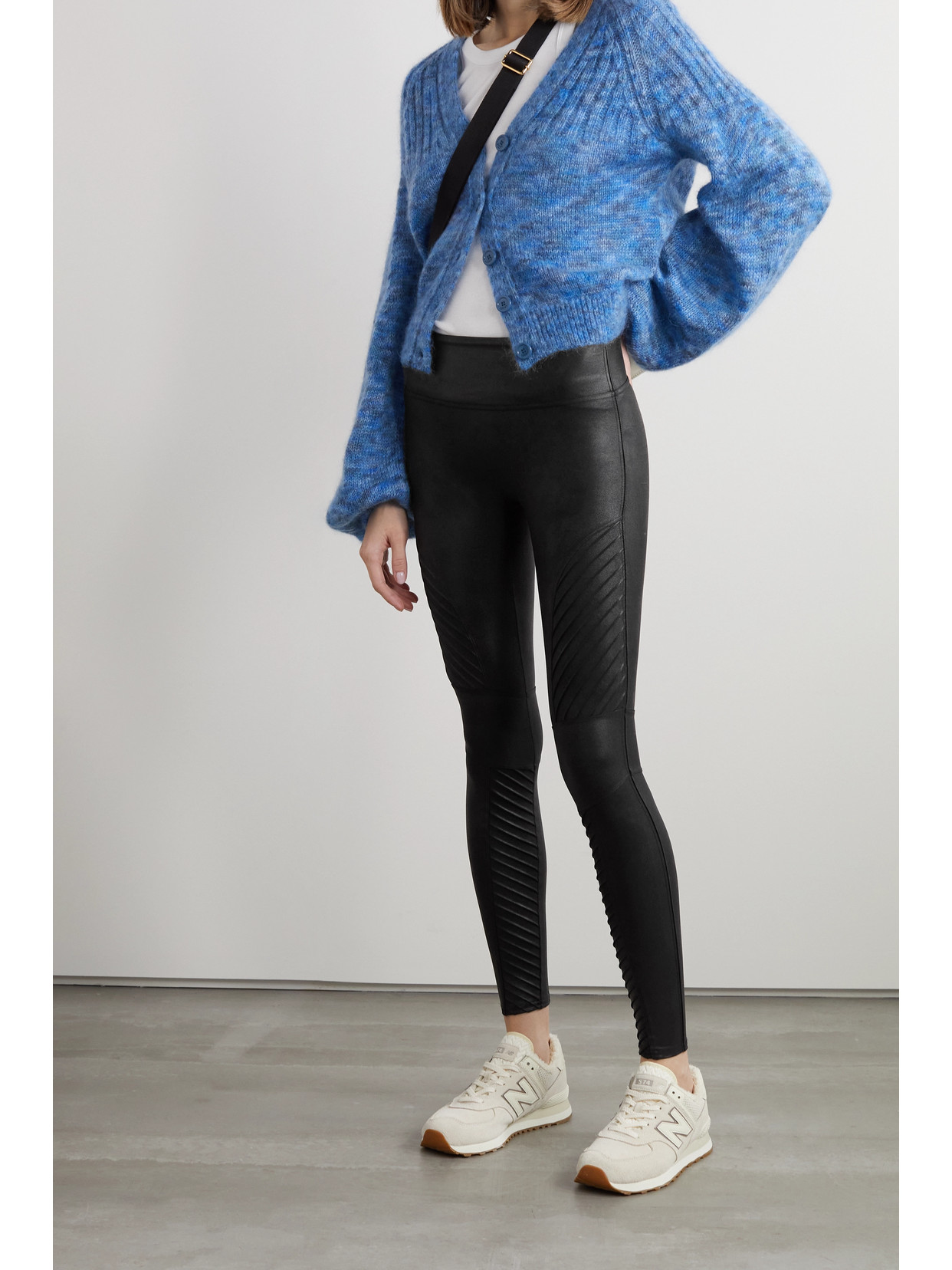 Spanx Moto Faux Stretch-leather Leggings In Black
