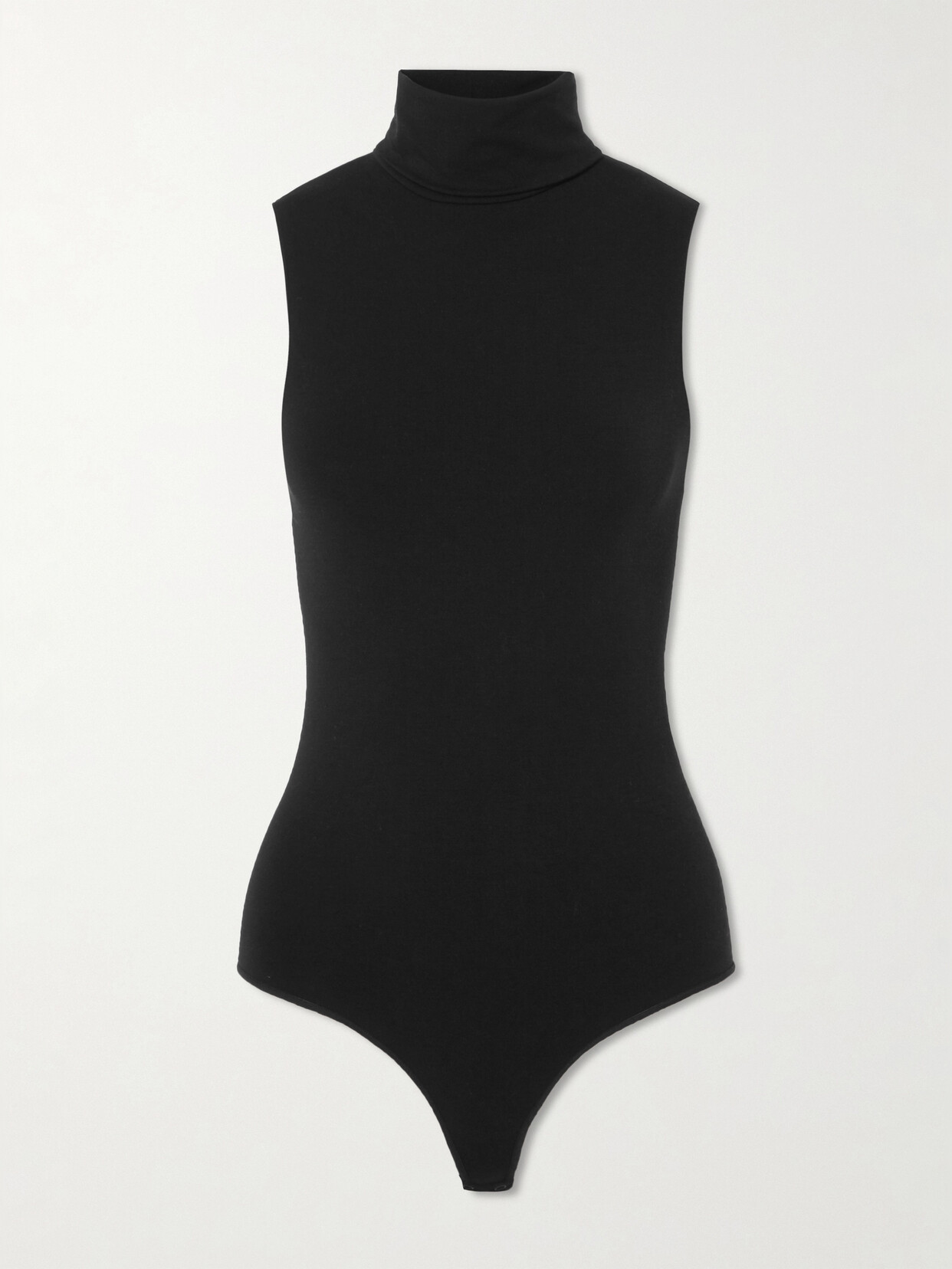 Shop Wolford Stretch Modal-blend Turtleneck Thong Bodysuit In Black