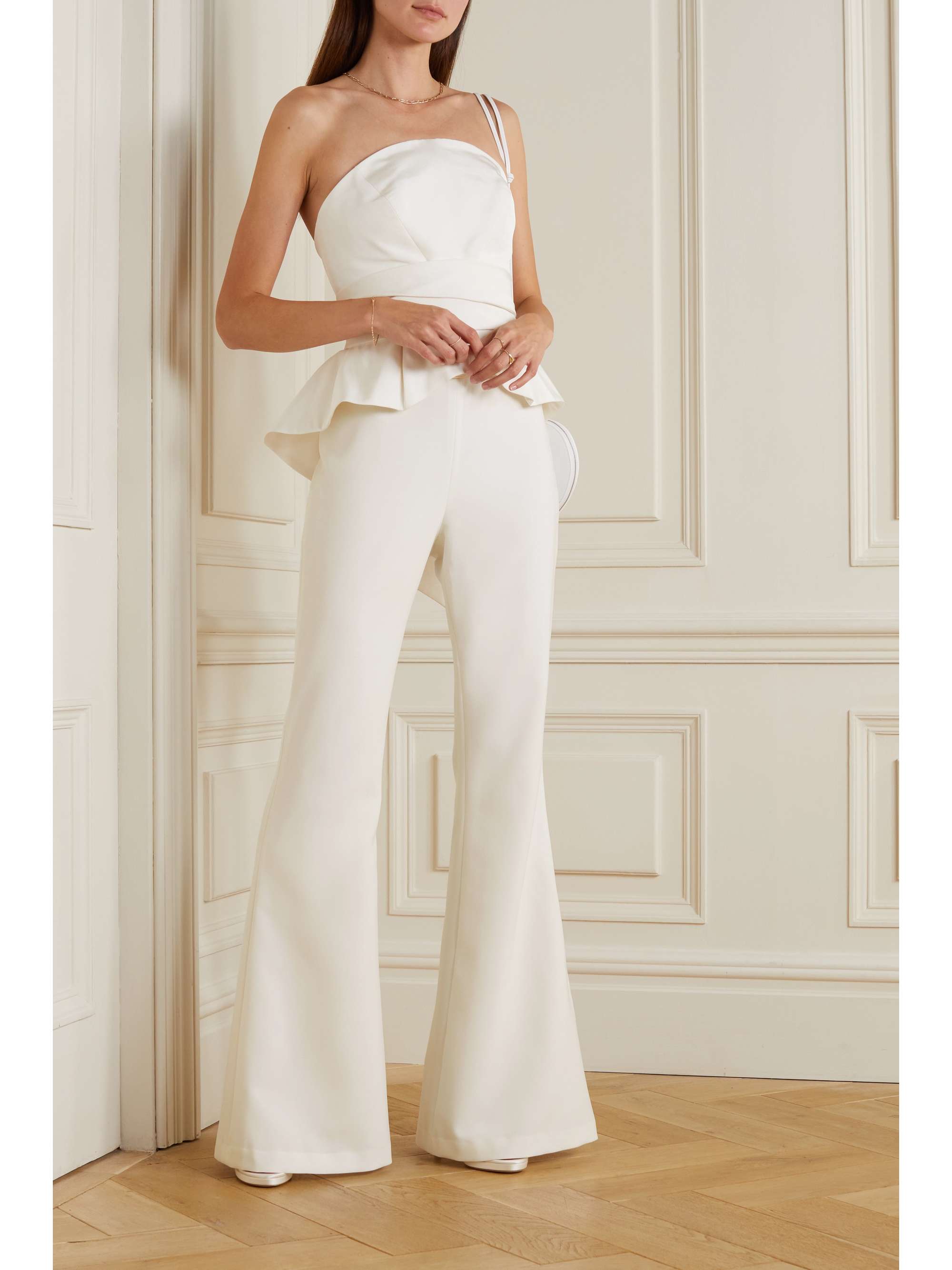 Stretch Crepe Flared Pants