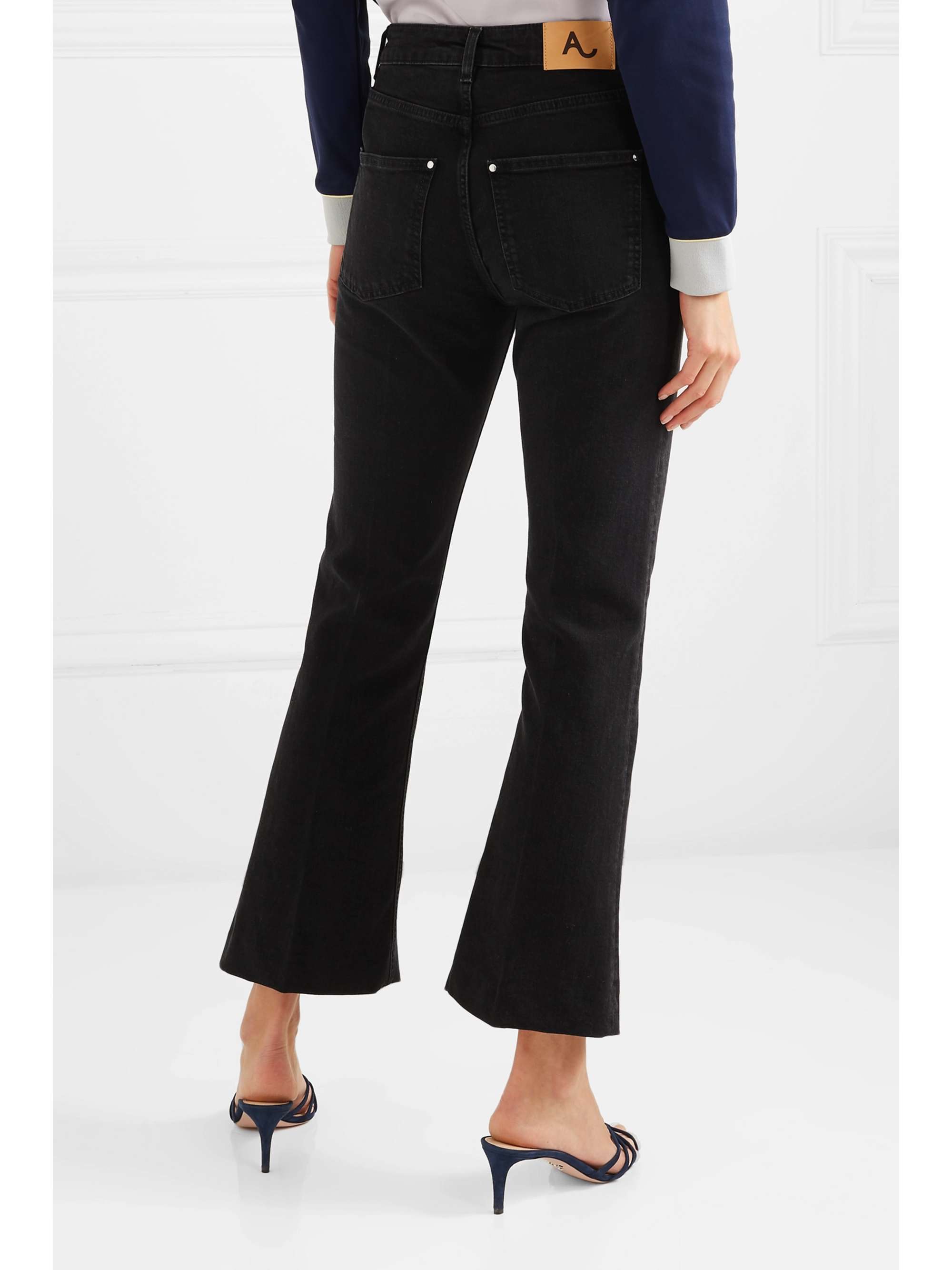 ALEXACHUNG Cropped high-rise flared jeans