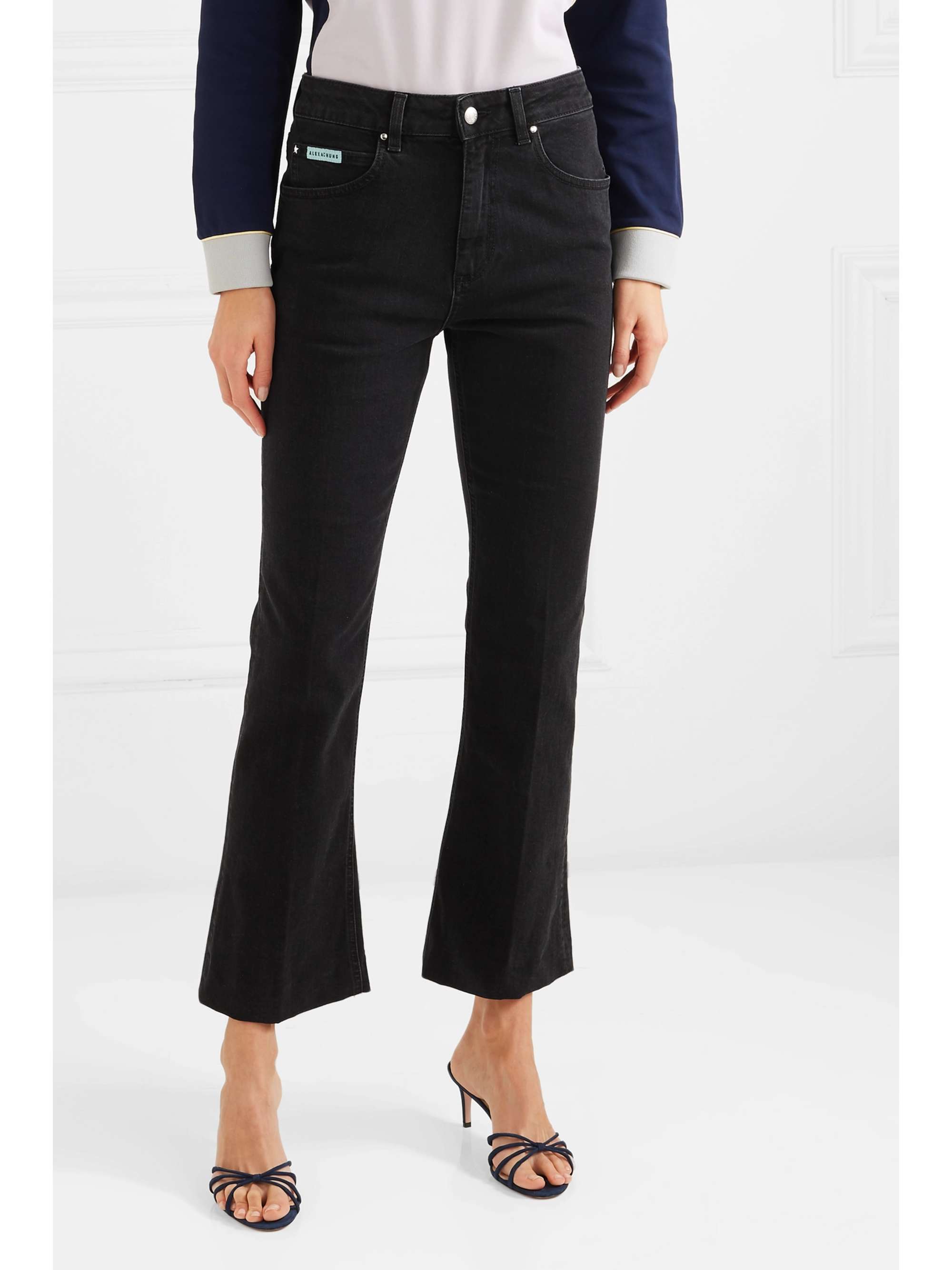 ALEXACHUNG Cropped high-rise flared jeans
