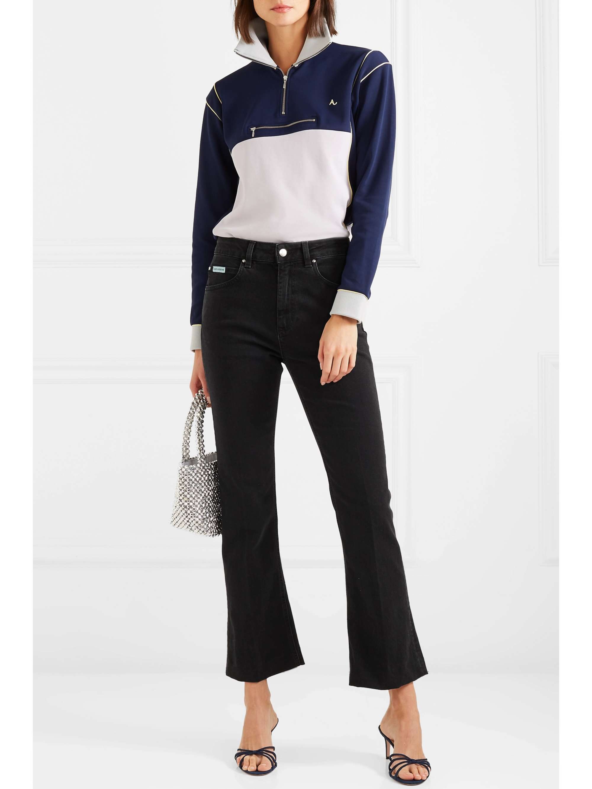 ALEXACHUNG Cropped high-rise flared jeans