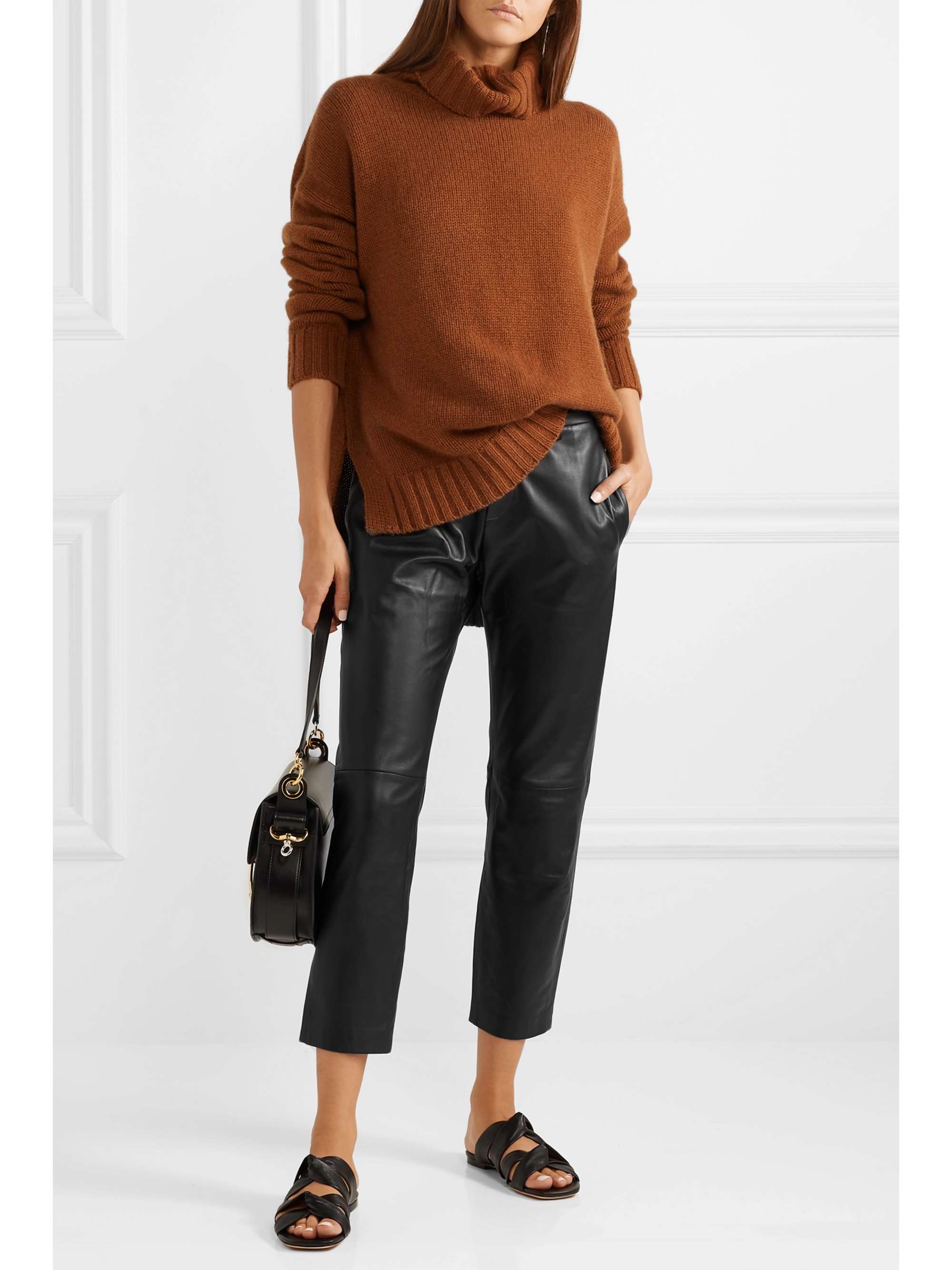 NILI LOTAN Tel Aviv cropped leather tapered pants