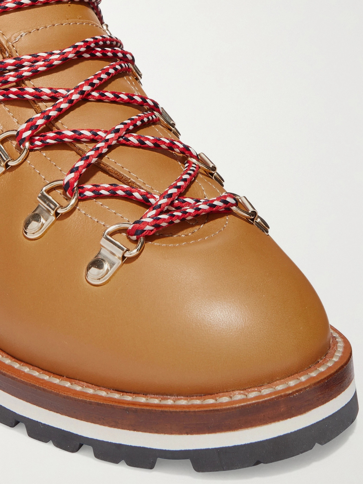 Moncler Blanche Shearling-lined Leather Ankle Boots In Tan
