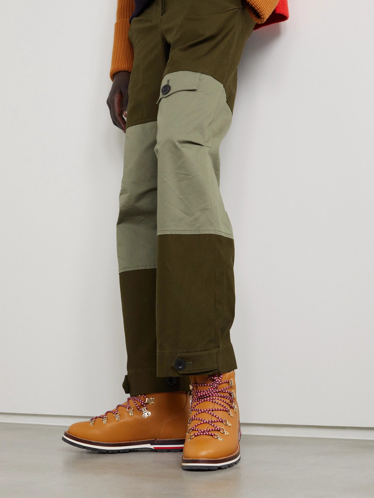 Moncler Blanche Shearling-lined Leather Ankle Boots In Tan