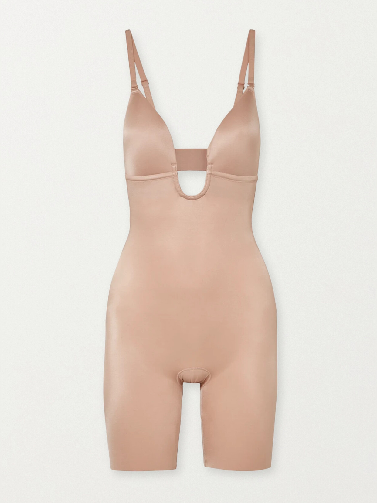 Shop Spanx Suit Your Fancy Stretch-jersey Bodysuit In Sand