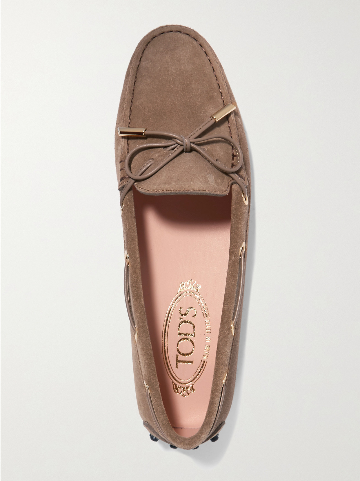 Shop Tod's Gommino Suede Loafers In Beige