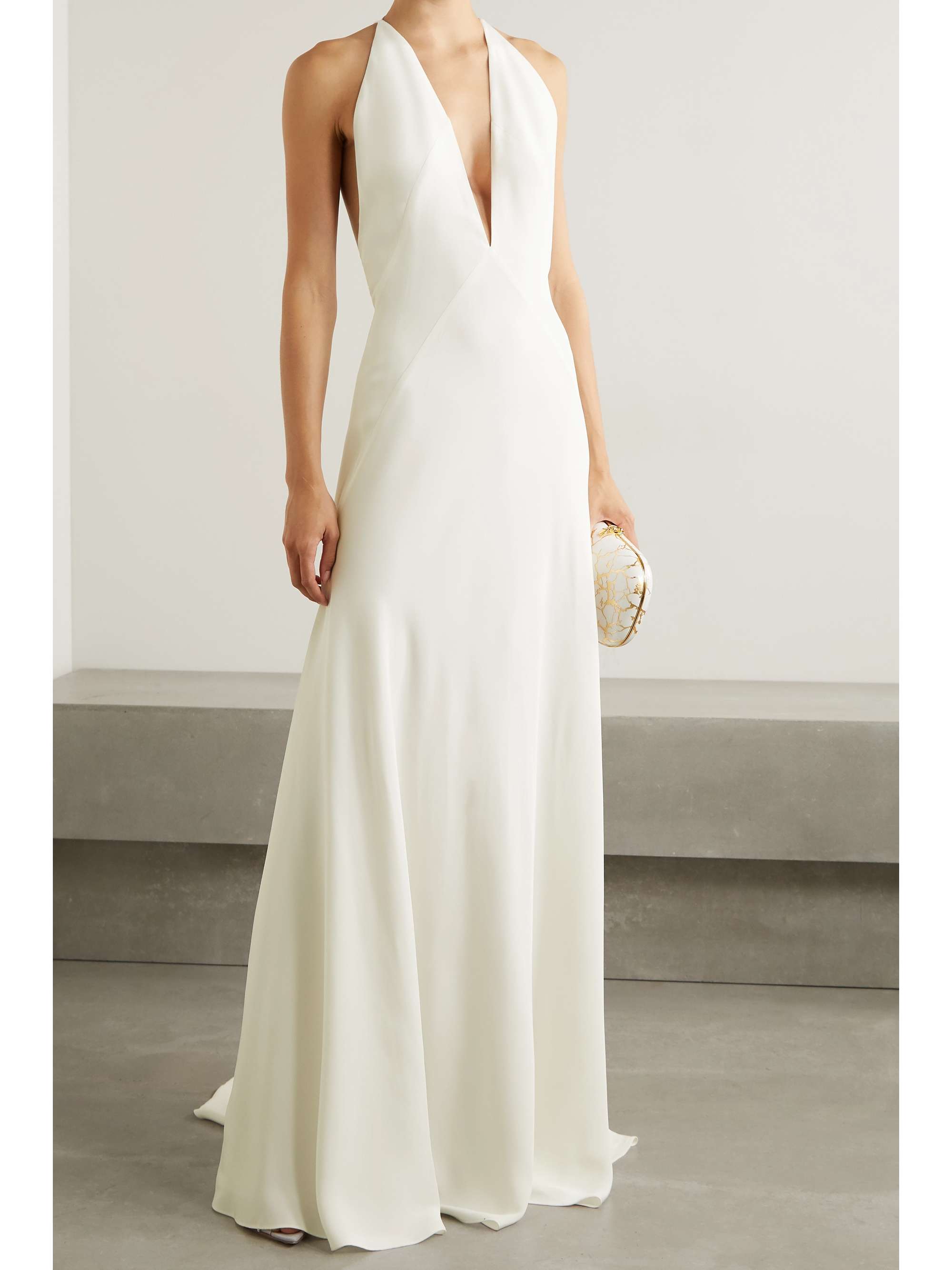 Ivory Alexandra Silk Crepe De Chine Gown Michael Lo Sordo Net A Porter 