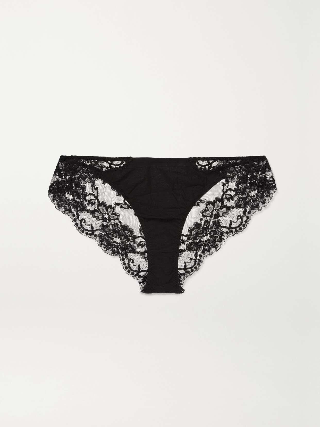 La Perla Souple Lace And Stretch-cotton Jersey Briefs - Black