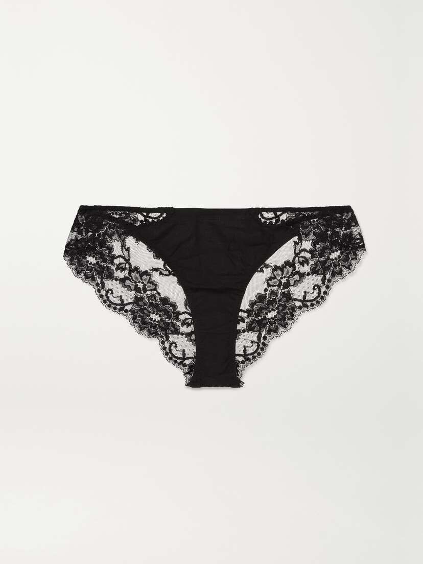 La Perla Souple Lace And Stretch-cotton Jersey Briefs