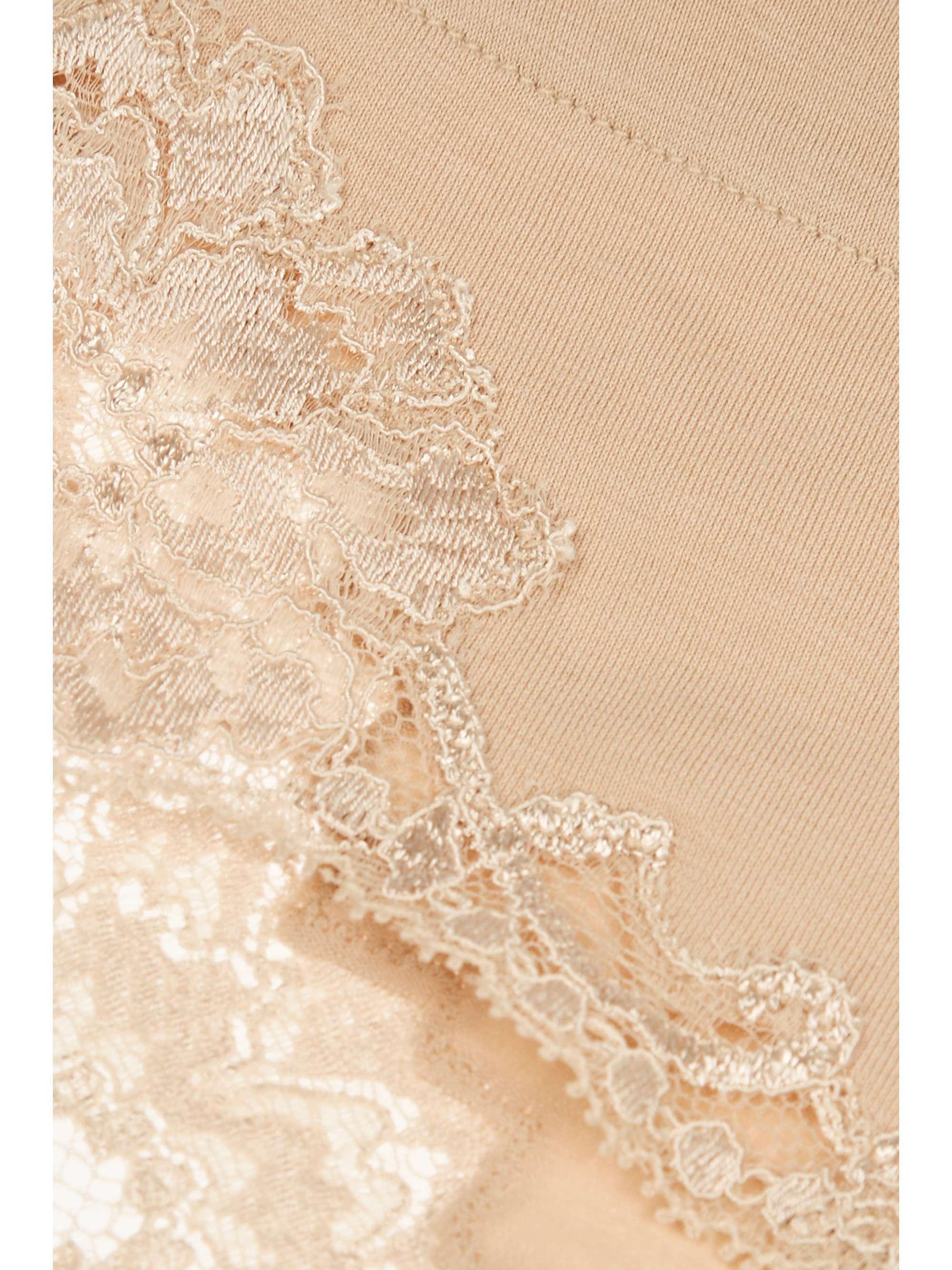 LA PERLA Souple lace-trimmed stretch cotton-blend jersey briefs