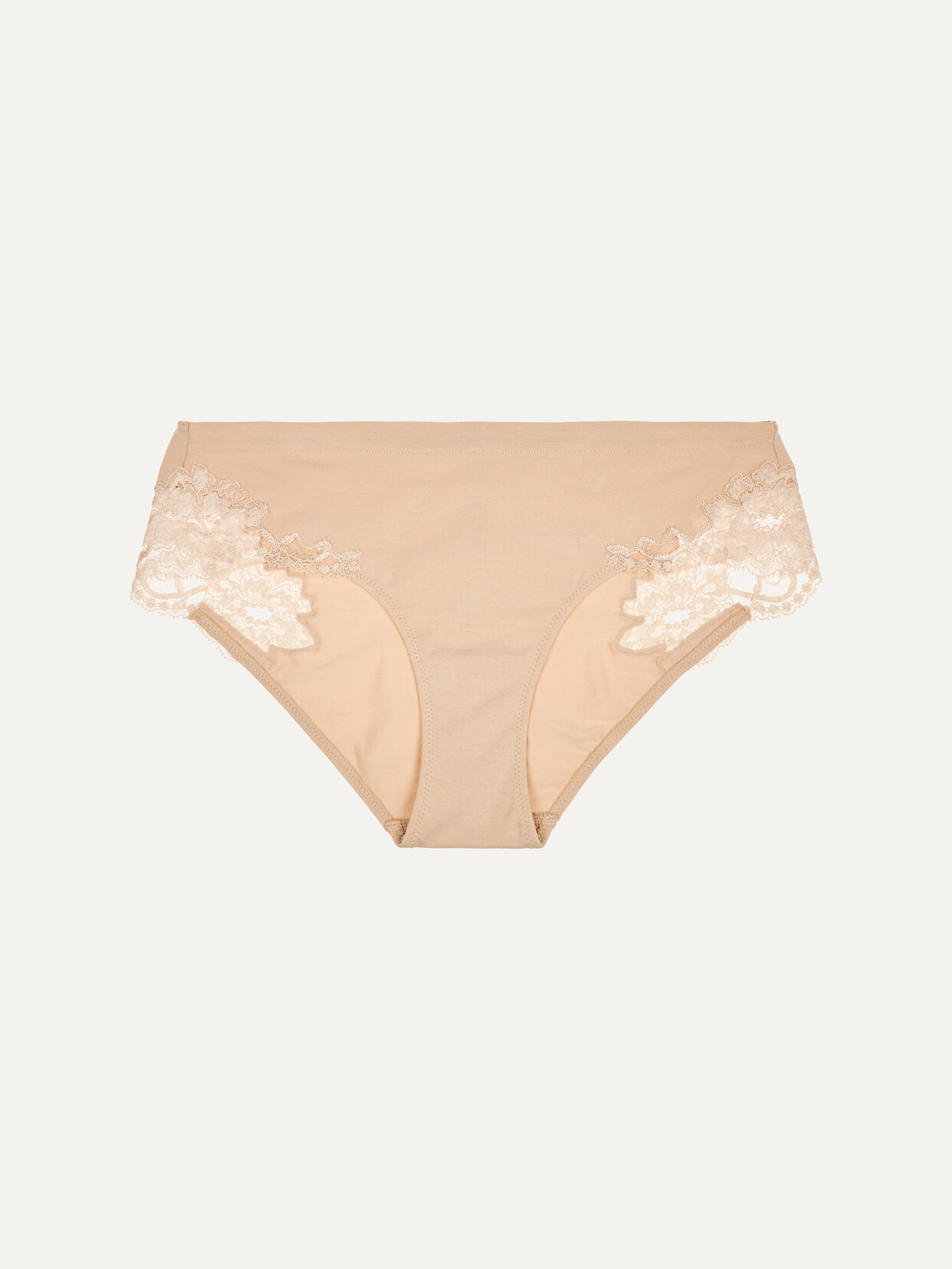 La Perla Souple Lace-trimmed Stretch Cotton-blend Jersey Briefs - Neutrals