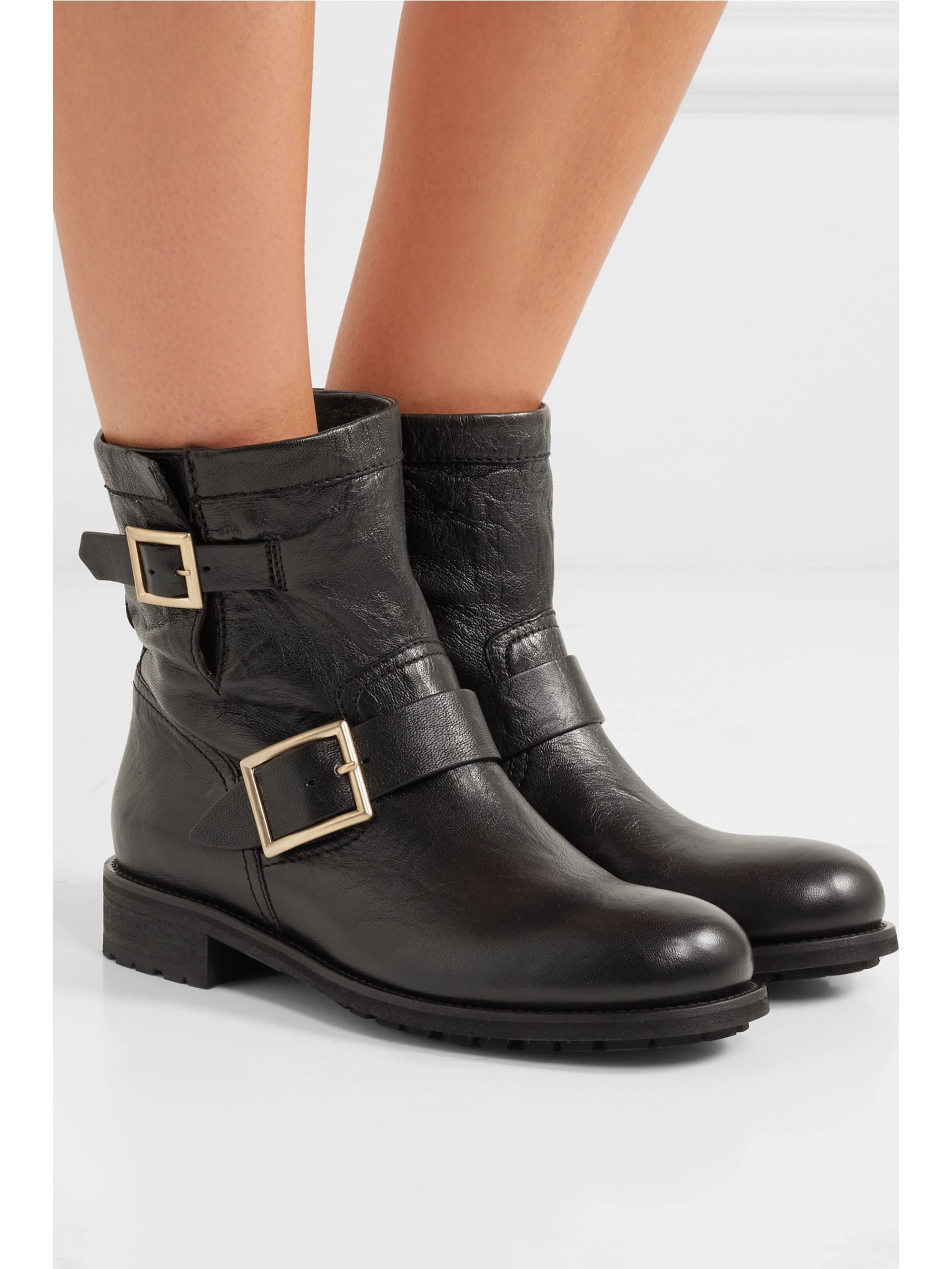 Black Youth leather ankle boots | JIMMY 