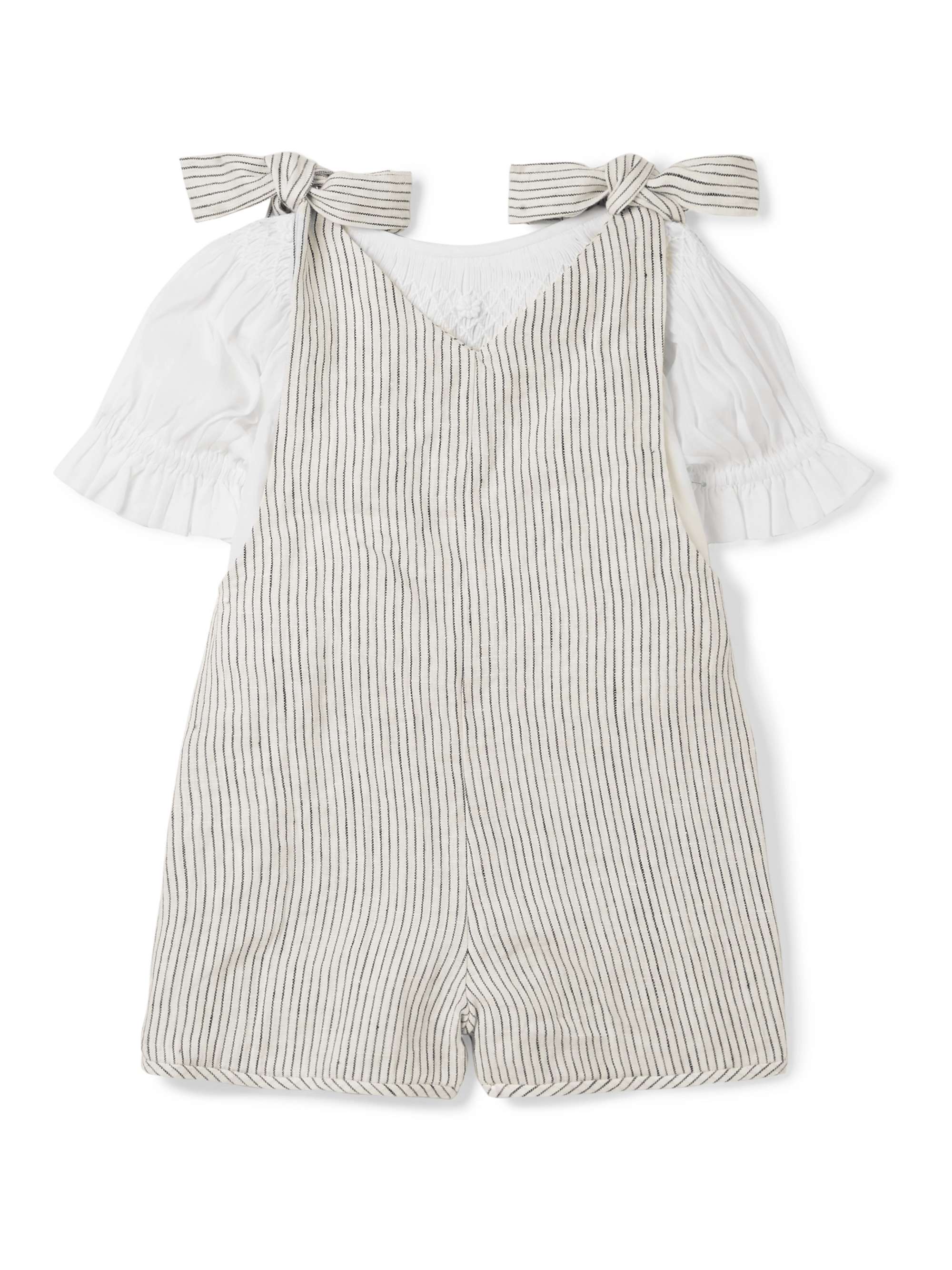 INNIKA CHOO KIDS Smocked striped linen dungarees and cotton top set