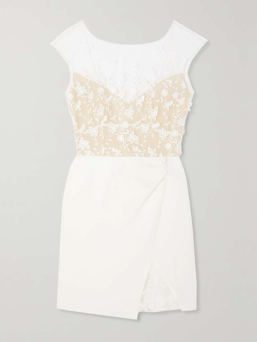 Rime Arodaky Eleonora Embroidered Tulle And Crepe Mini Dress