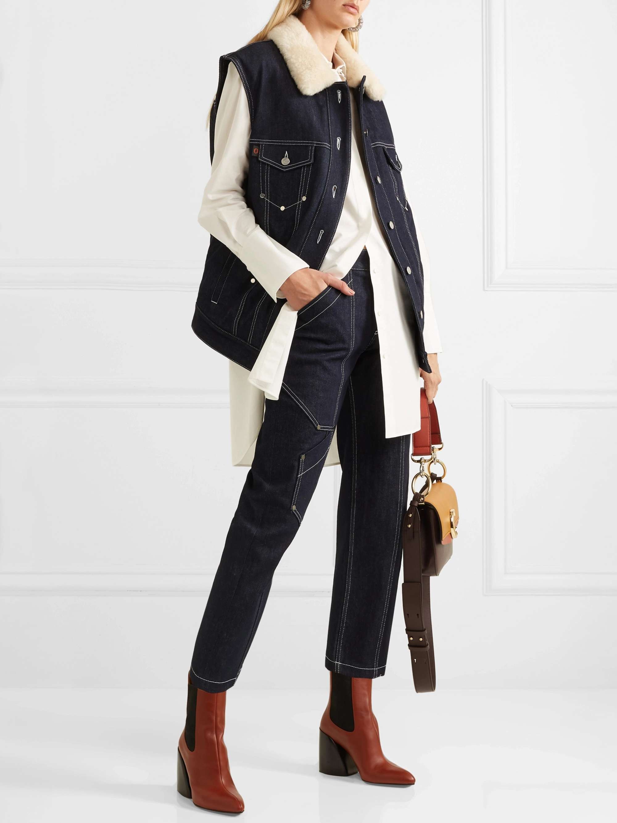 CHLOÉ Cropped high-rise straight-leg jeans