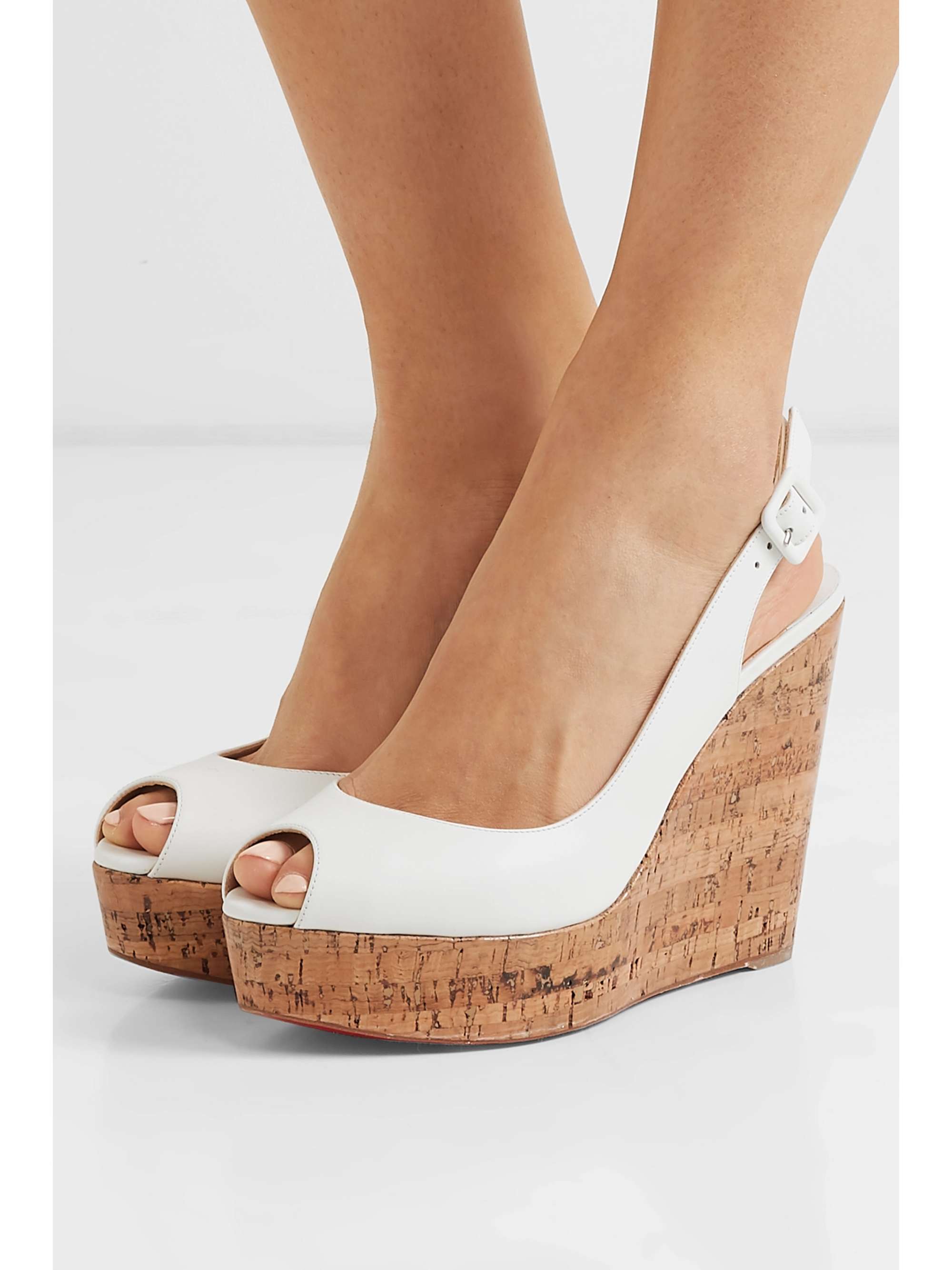 white slingback wedges