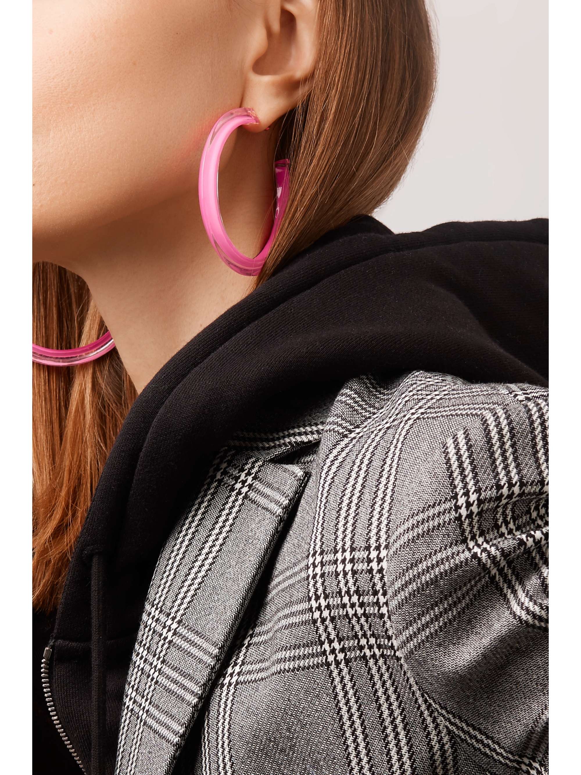 ALISON LOU Medium Jelly Lucite and enamel hoop earrings