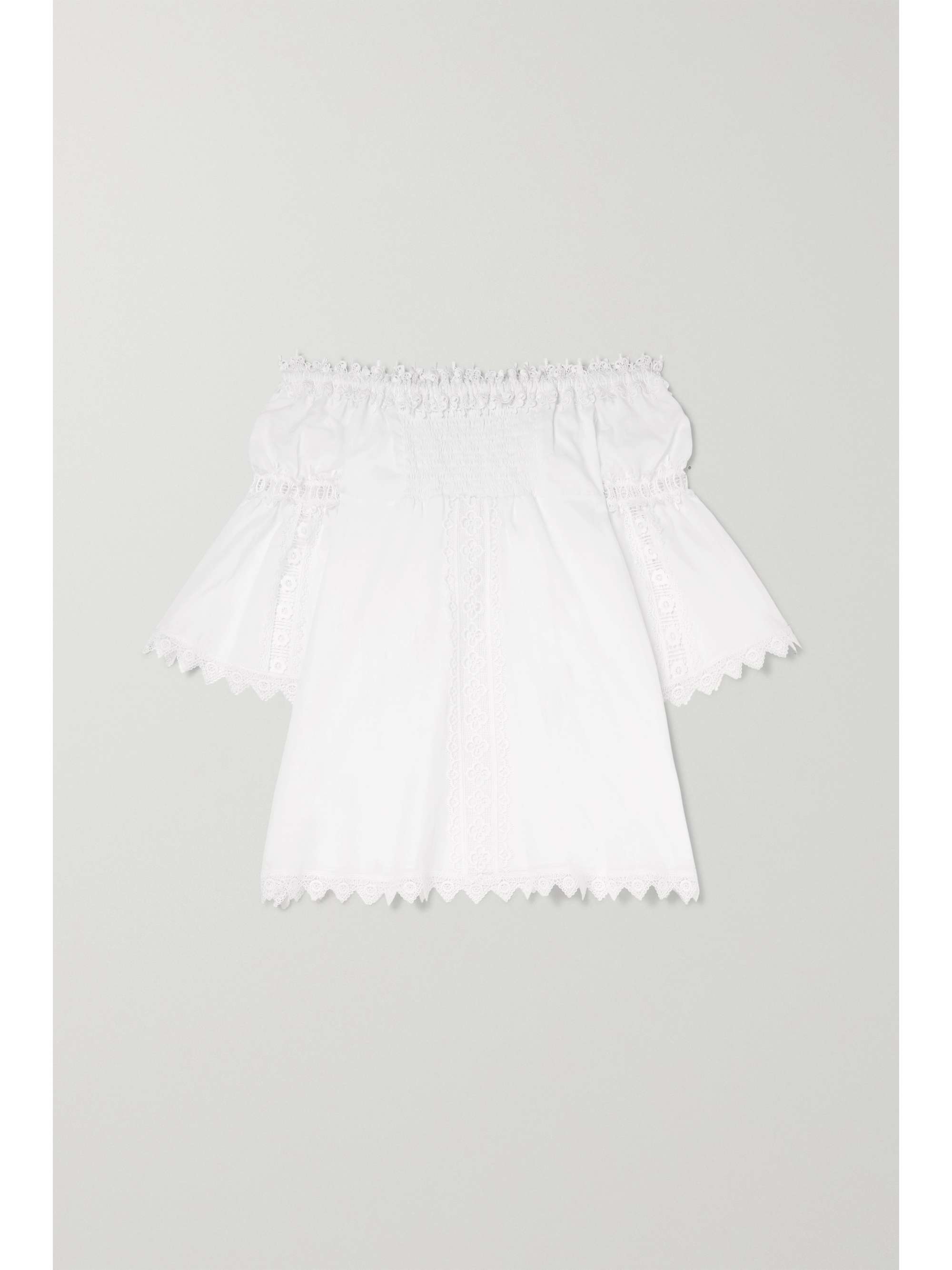CHARO RUIZ KIDS Campana off-the-shoulder crocheted lace-paneled cotton-blend dress