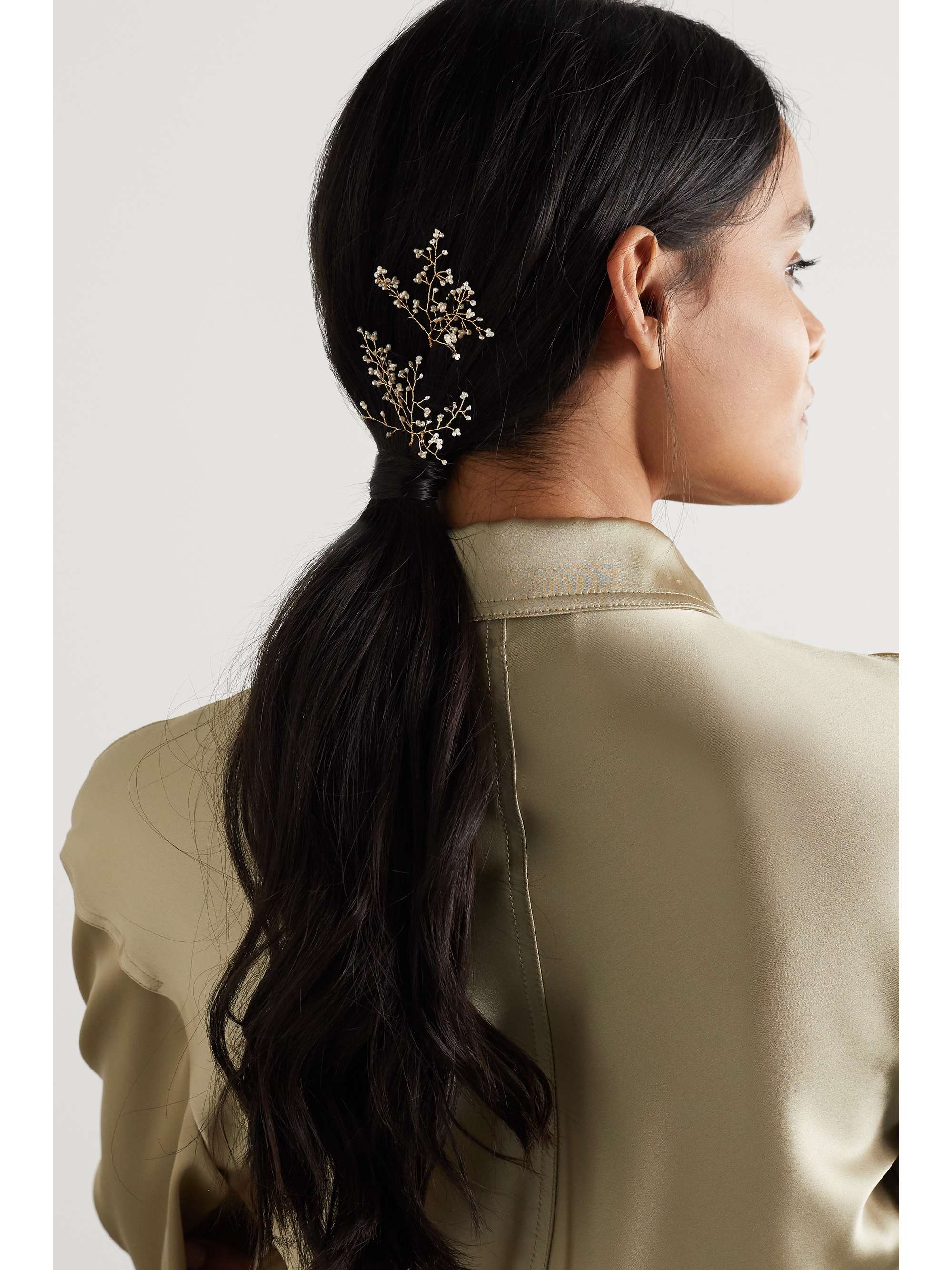 14 / Quatorze Baby's Breath set of two gold-tone pearl hair pins
