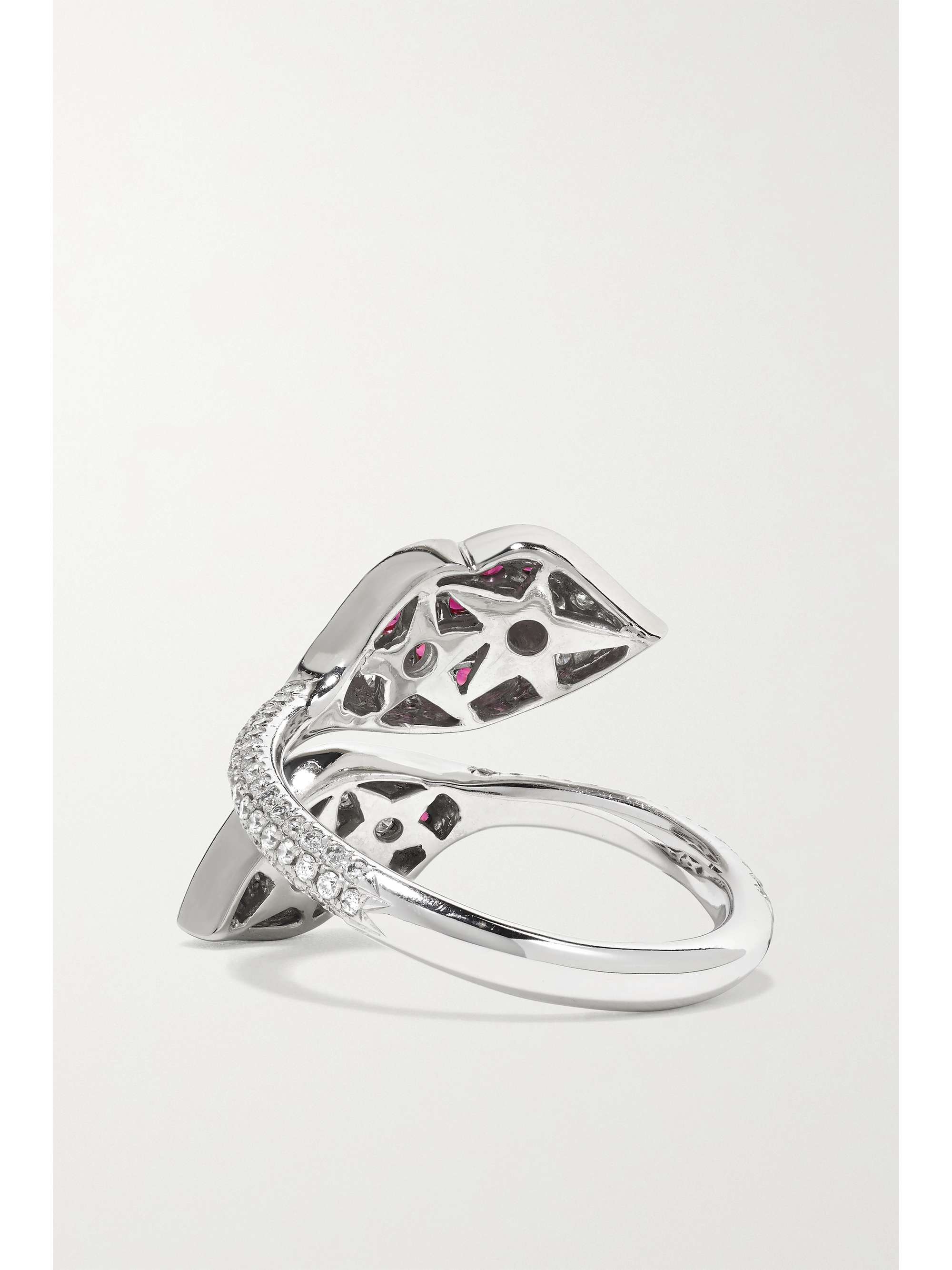 OFIRA Kiss Me 18-karat white gold, diamond and ruby ring