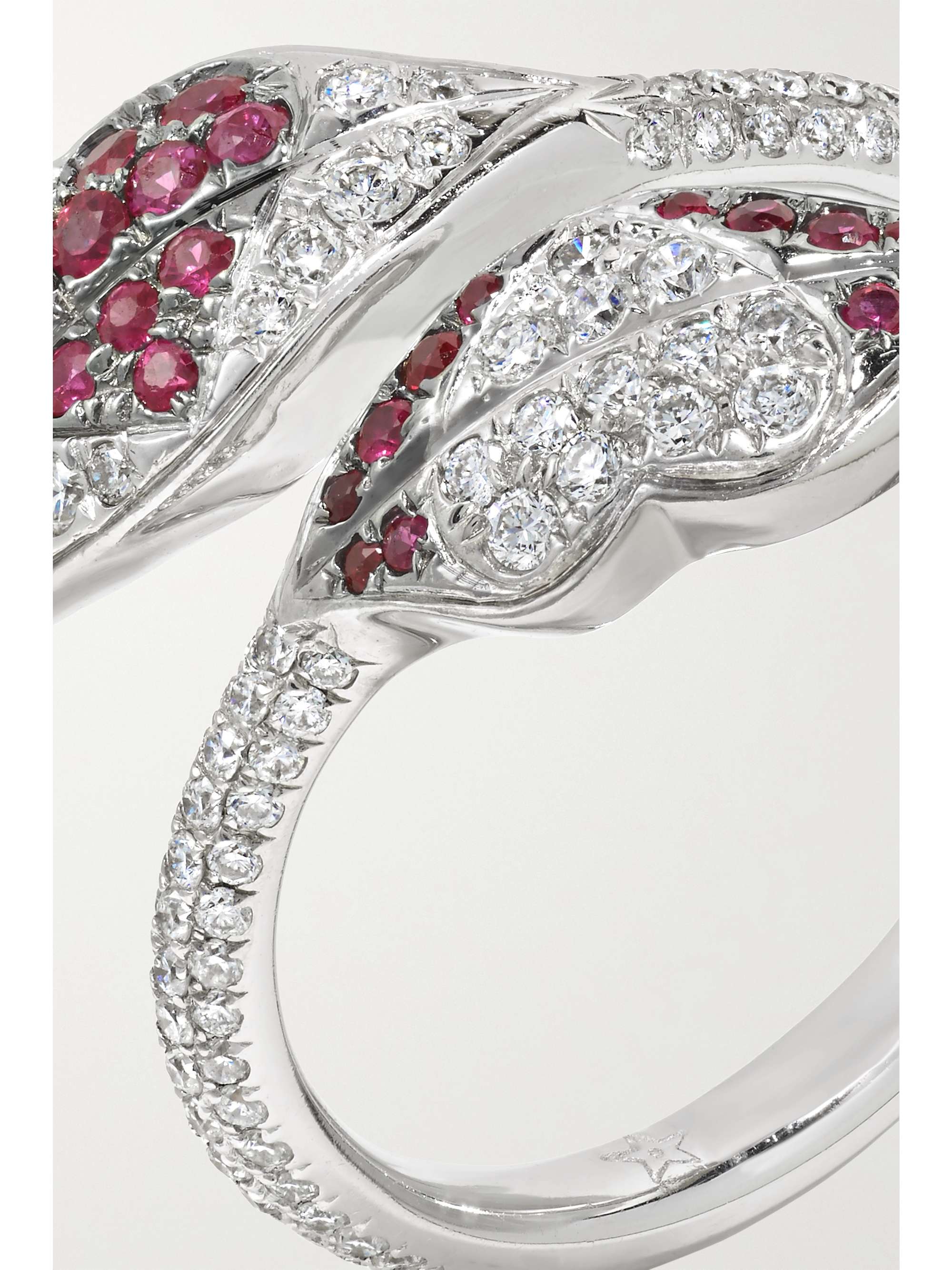 OFIRA Kiss Me 18-karat white gold, diamond and ruby ring