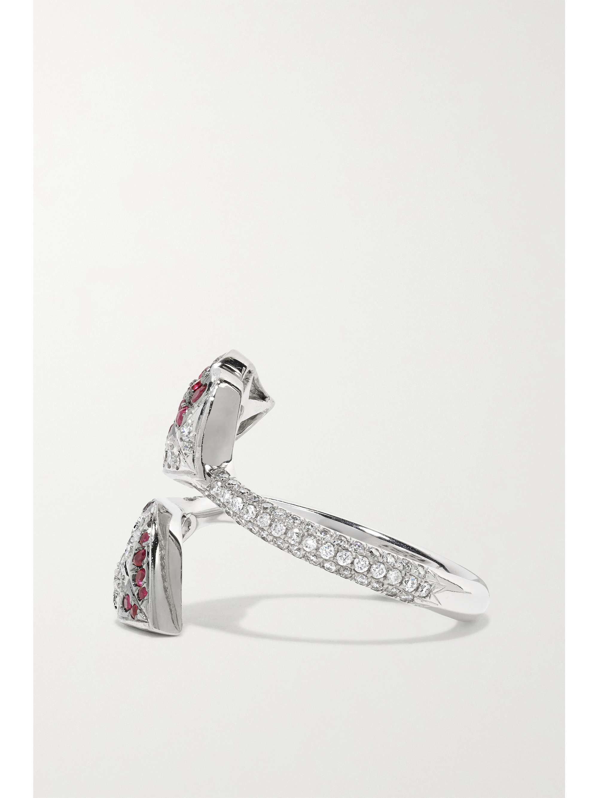 OFIRA Kiss Me 18-karat white gold, diamond and ruby ring