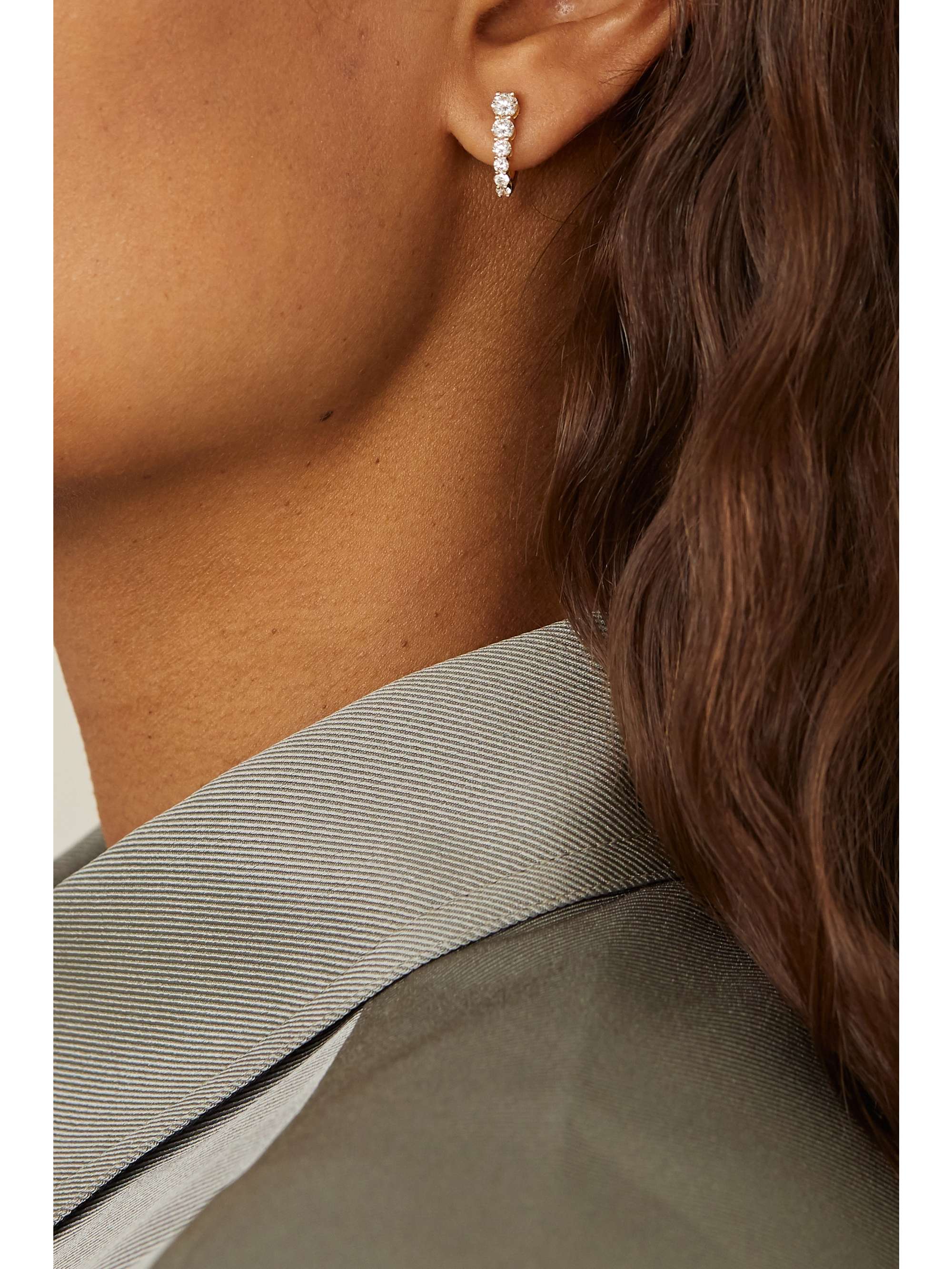 MELISSA KAYE Aria U Huggie 18-karat gold diamond earrings