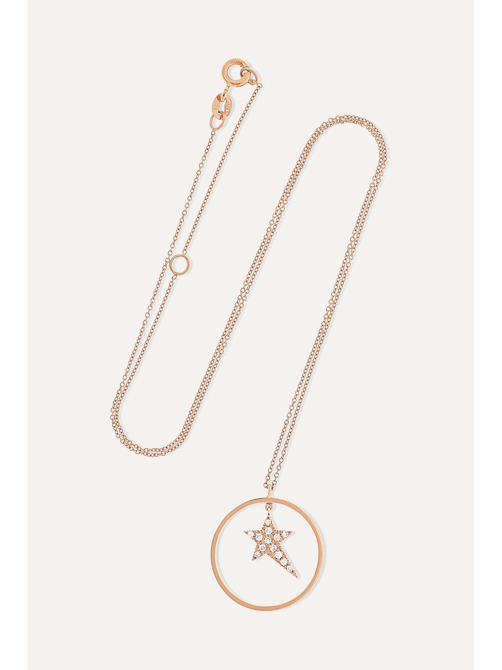 DIANE KORDAS Star Charm 18-karat rose gold diamond necklace