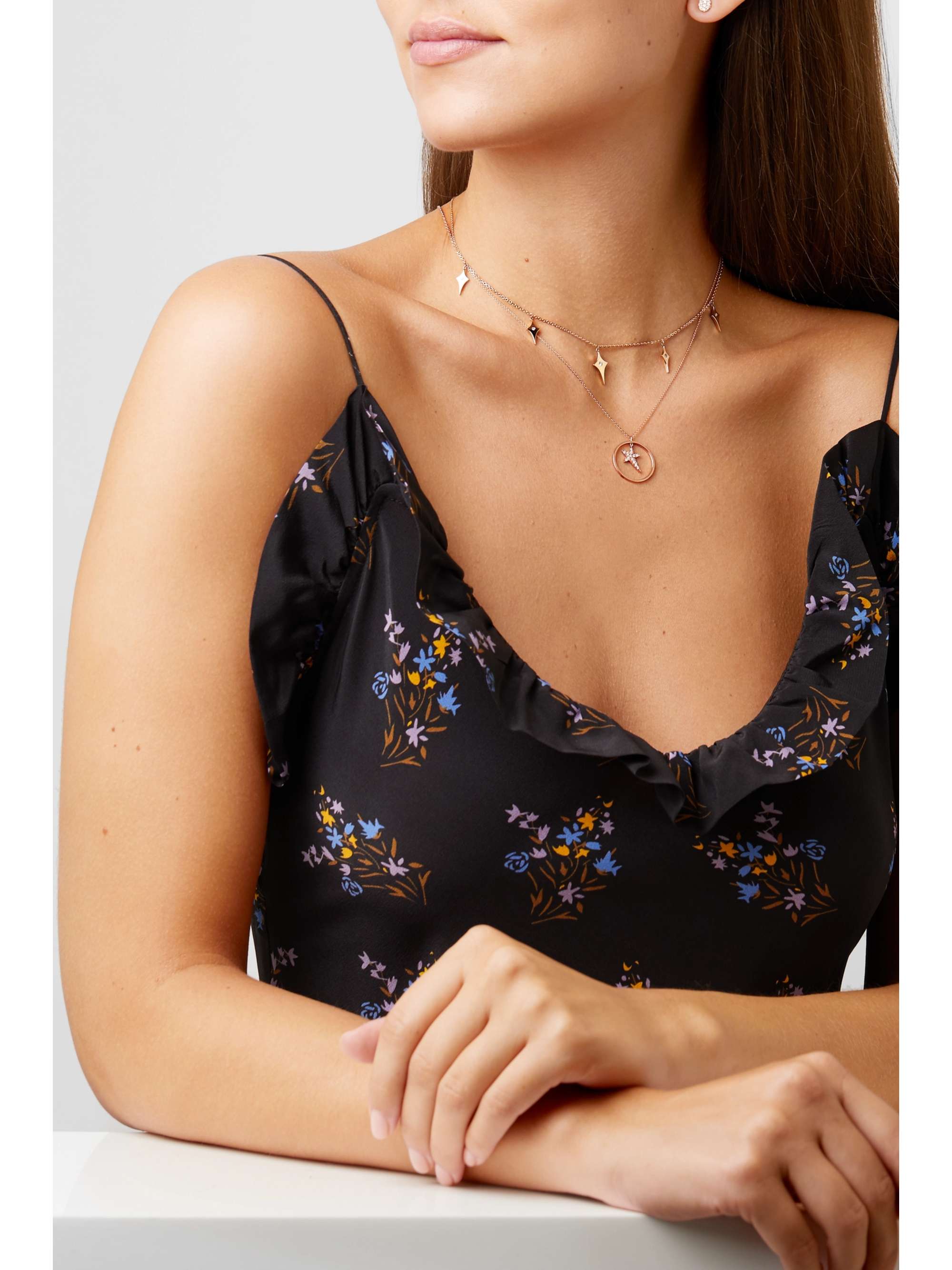 DIANE KORDAS Star Charm 18-karat rose gold diamond necklace