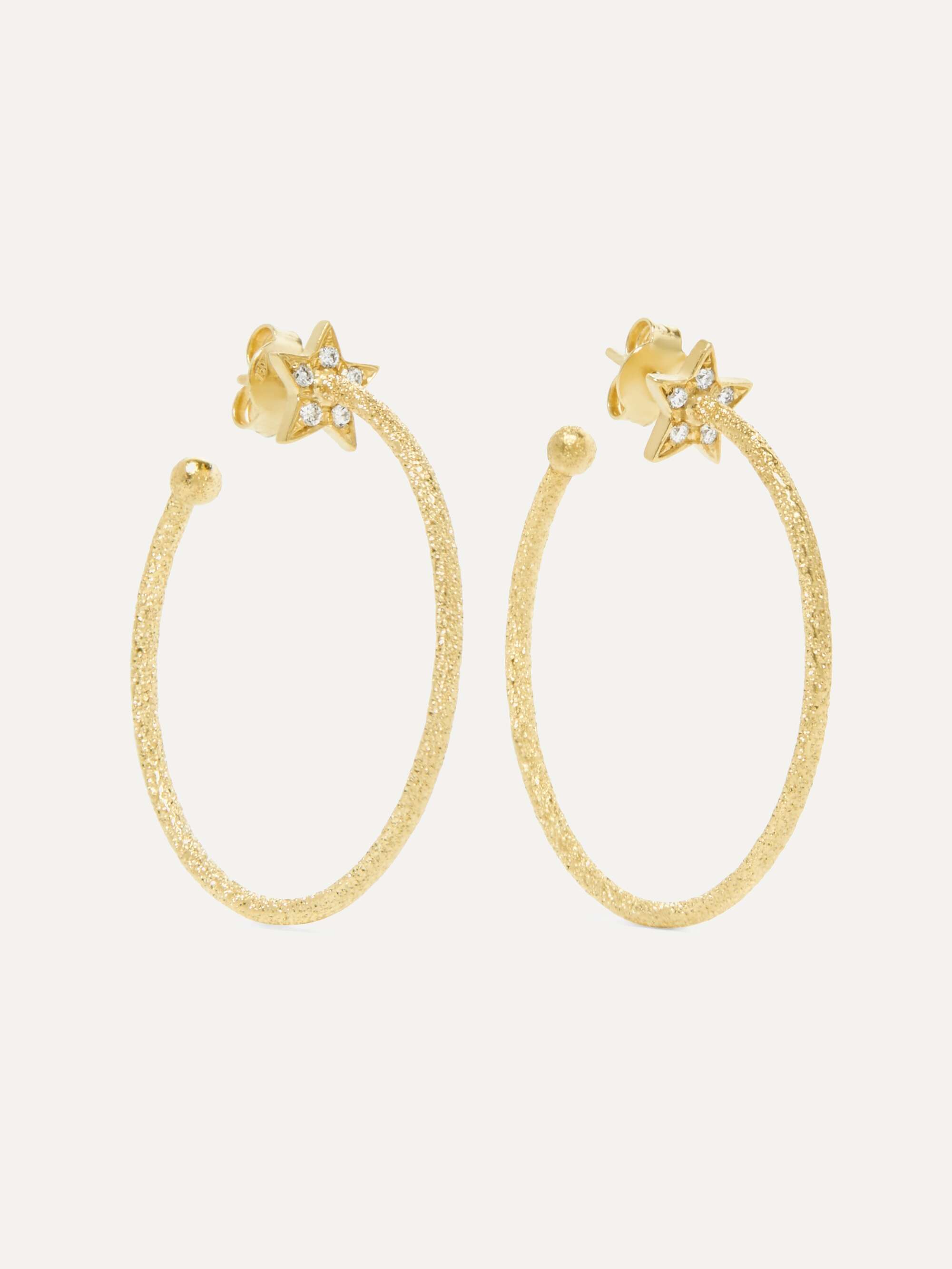 CAROLINA BUCCI Shooting Star 18-karat gold diamond hoop earrings